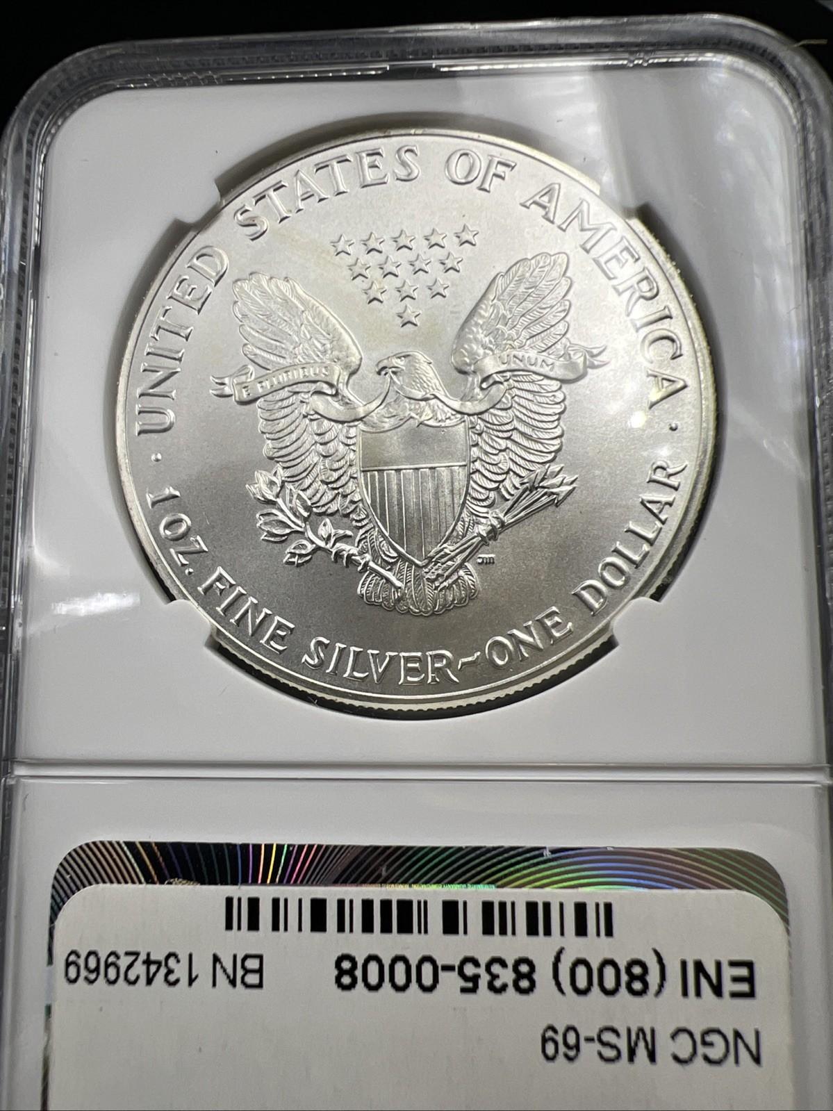 1986 1 Oz ASE American Silver Eagle NGC MS69 Gem BU UNC First Year of Issue #016