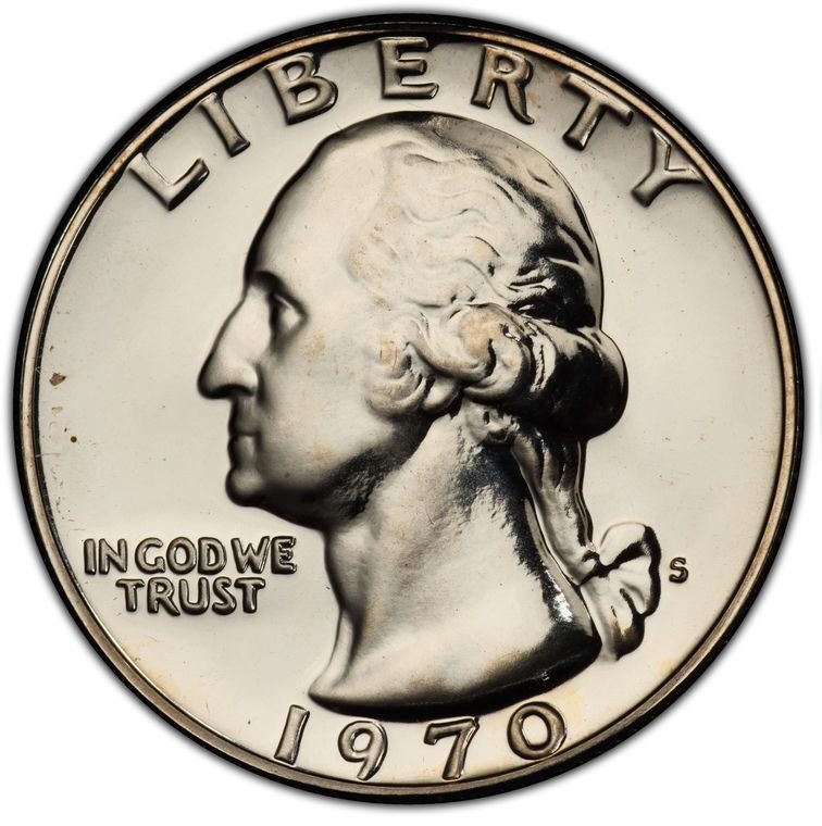 1970 S 25C Washington Clad Proof Quarter Coin Stock Photo