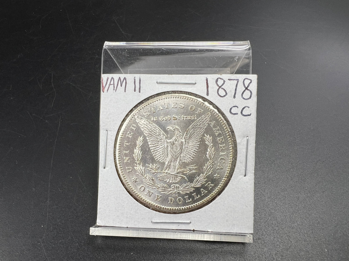 1878 CC Morgan VAM 11 BU Carson City Dollar Coin Lines in Wing Top 100 Vam Variety #A