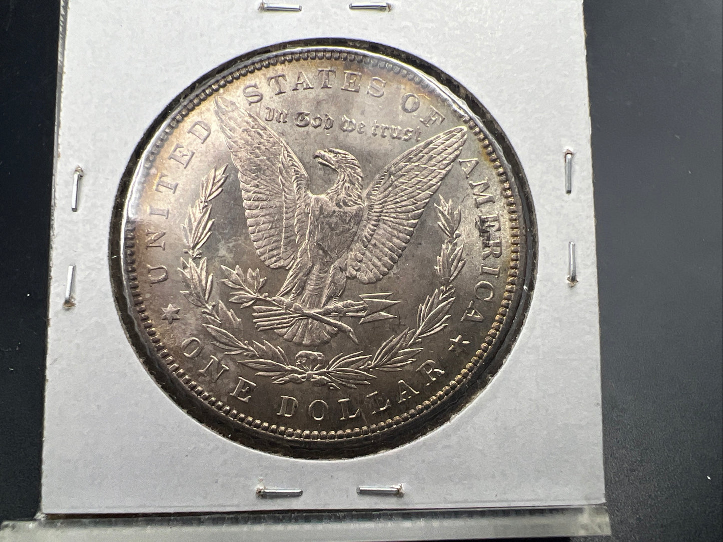 1887 P $1 Morgan Silver Dollar Coin AU About UNC Nice Amber Toning Toner Obverse