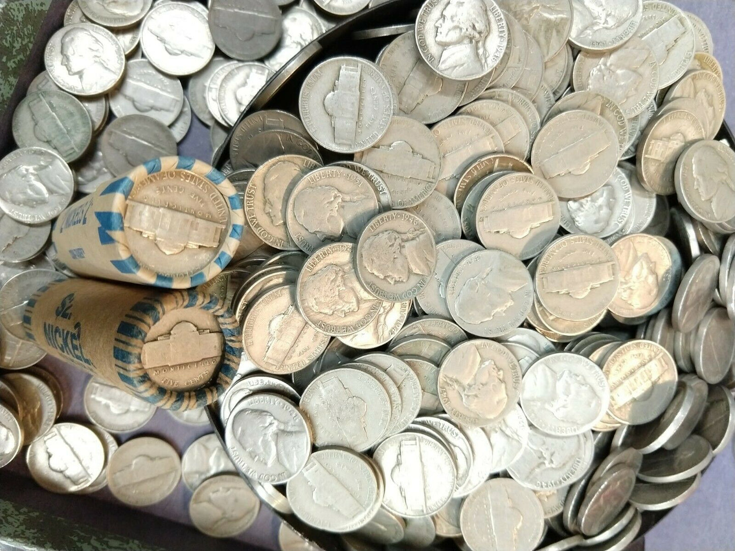 1939 - 1955 Jefferson Nickel 40 Coin Roll Avg Circ VG+ Copper-Nickel Pre 1956