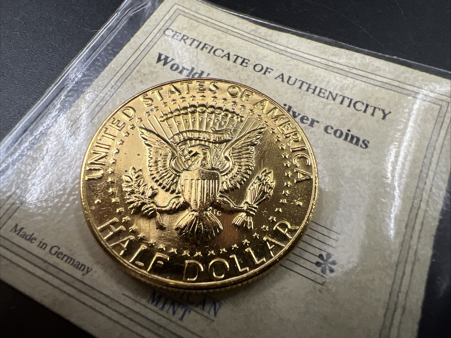 Plated 1969 D 40% Silver Kennedy Half Dollar Coin