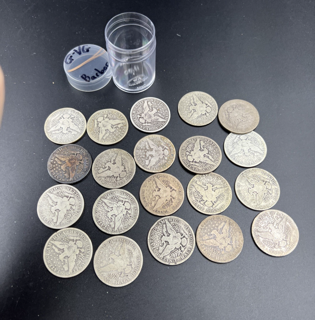 20 Coin Roll Barber 90% Silver Half Dollar Coins G-VG Good Conditions S#V
