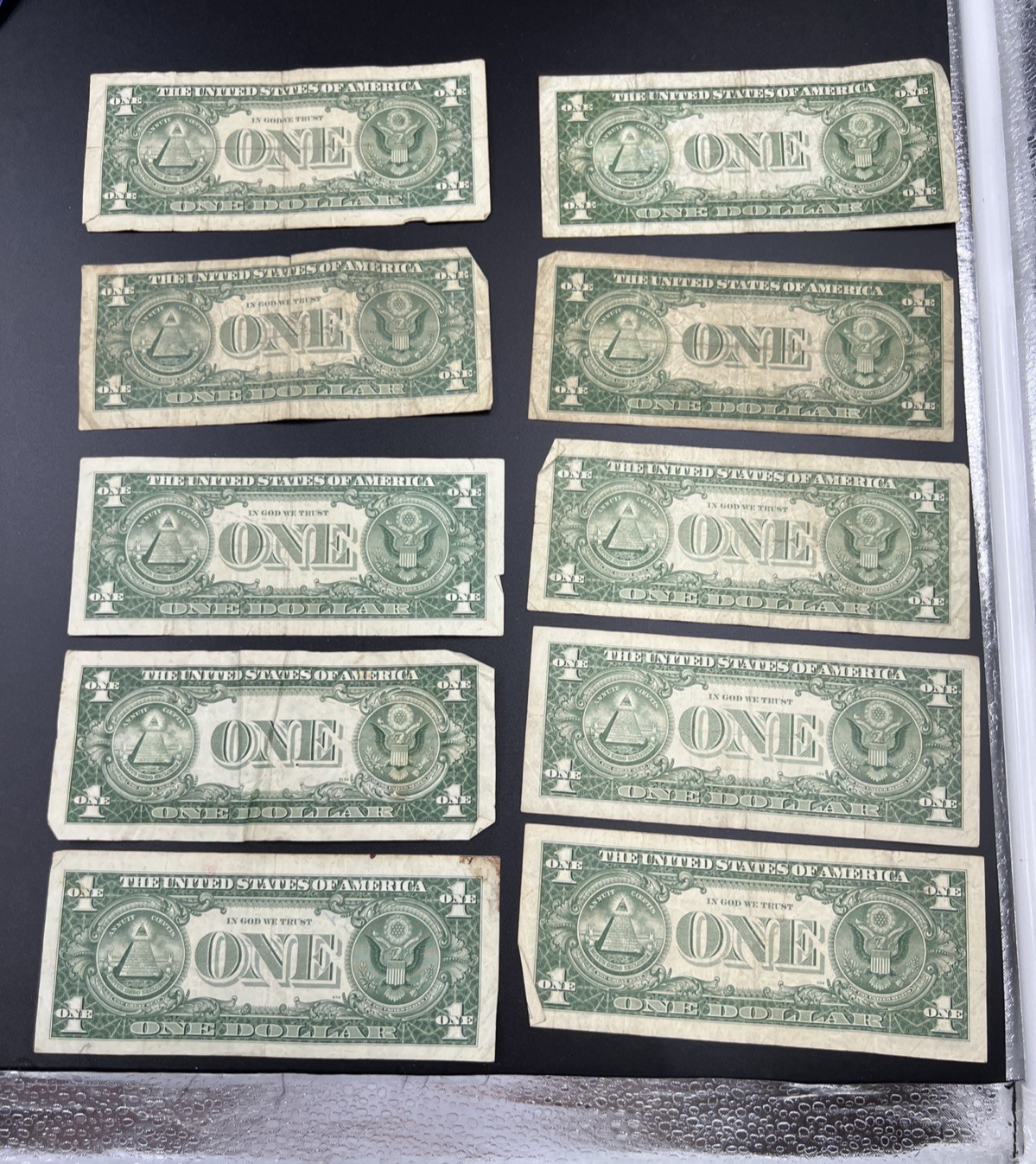 Lot of 10 VERY CIRC 1957 1935 $1 Dollar Silver Certificate Blue Seal Notes #96