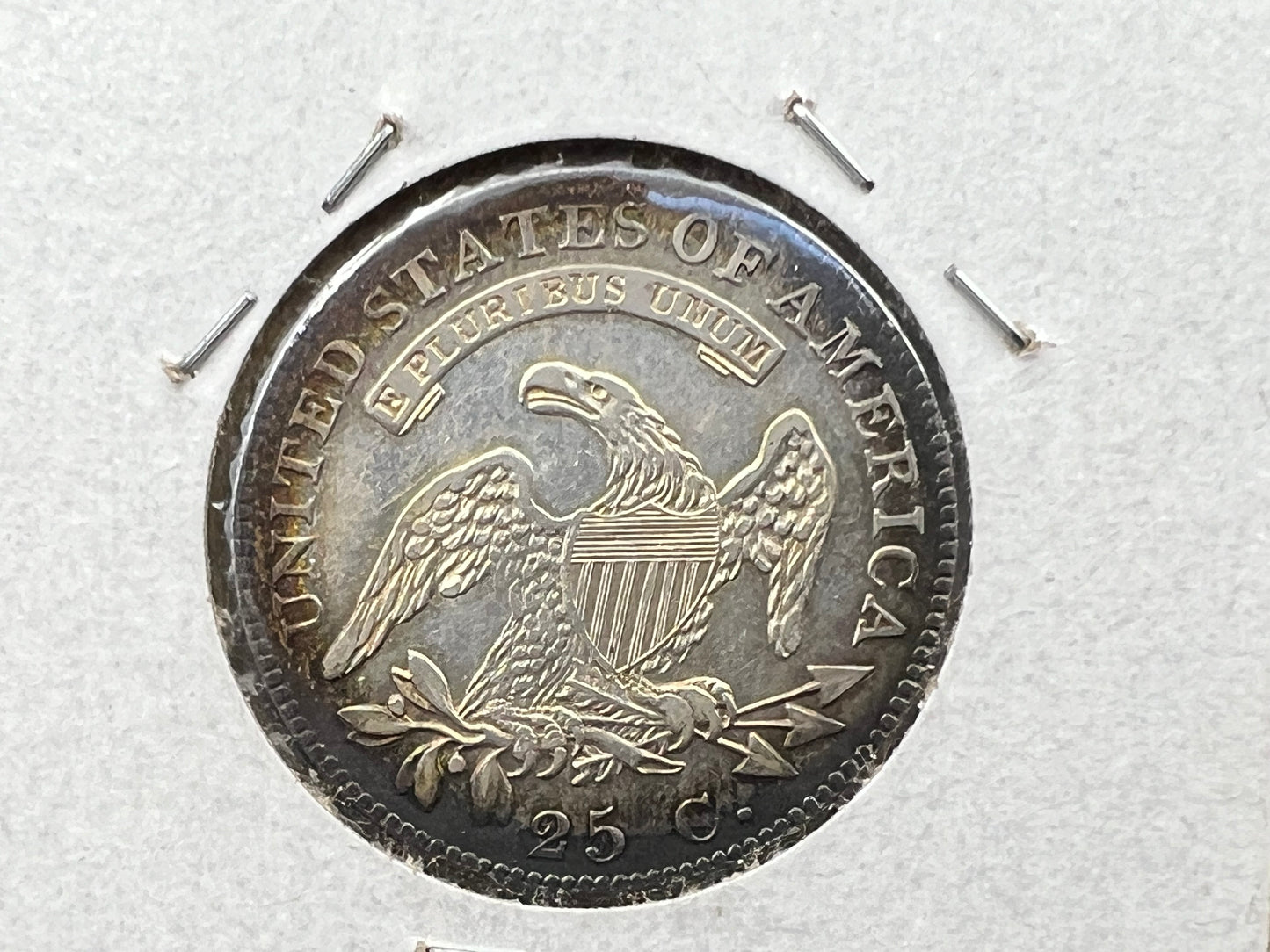 1825/4/2 25c Liberty Capped Bust Quarter coin UNC Details Cleaned