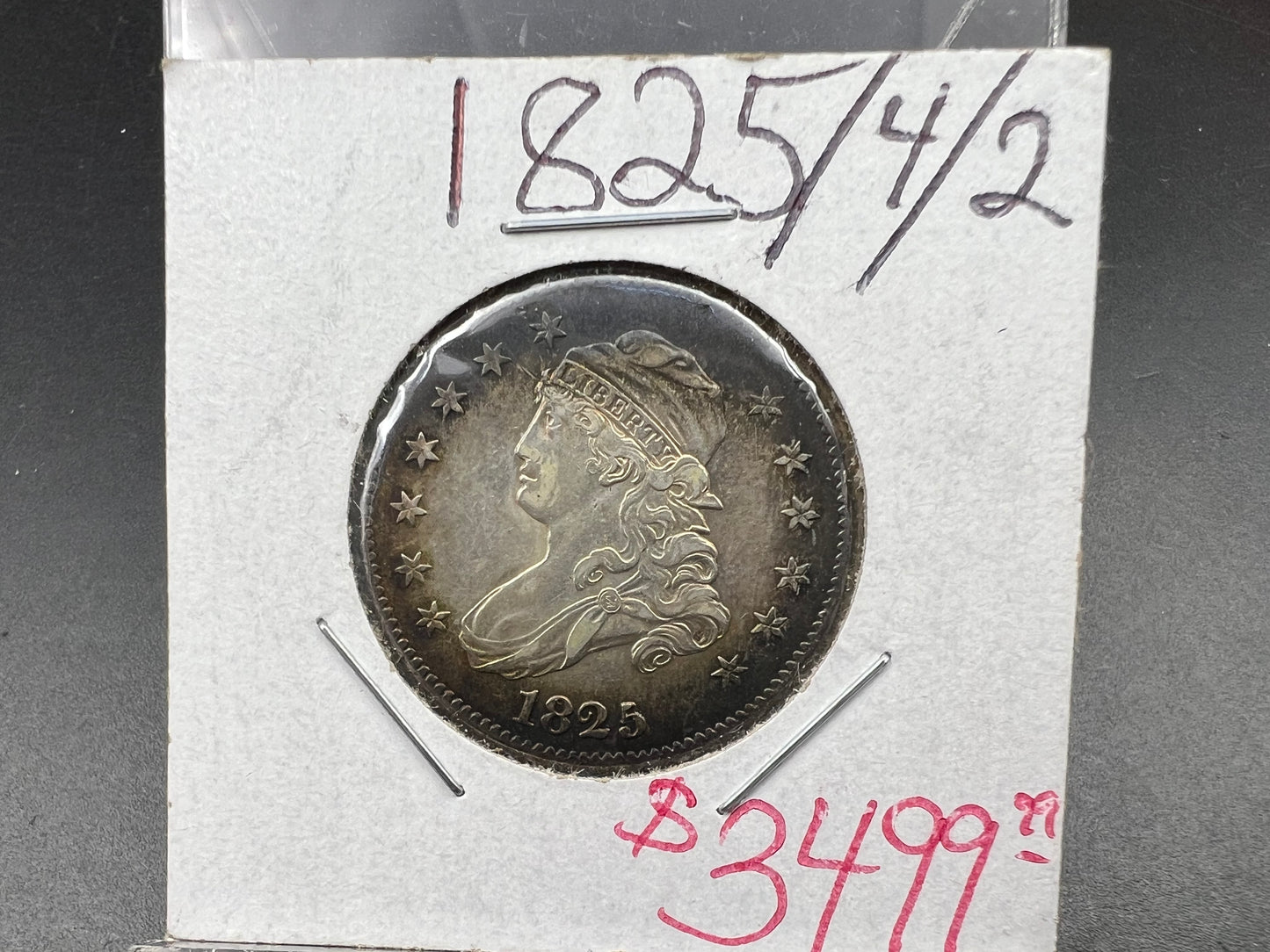 1825/4/2 25c Liberty Capped Bust Quarter coin UNC Details Cleaned