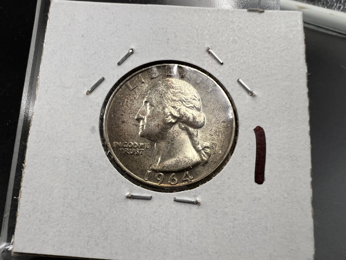 1964 25c Washington Silver Quarter Coin XF / AU Neat Toning Toner