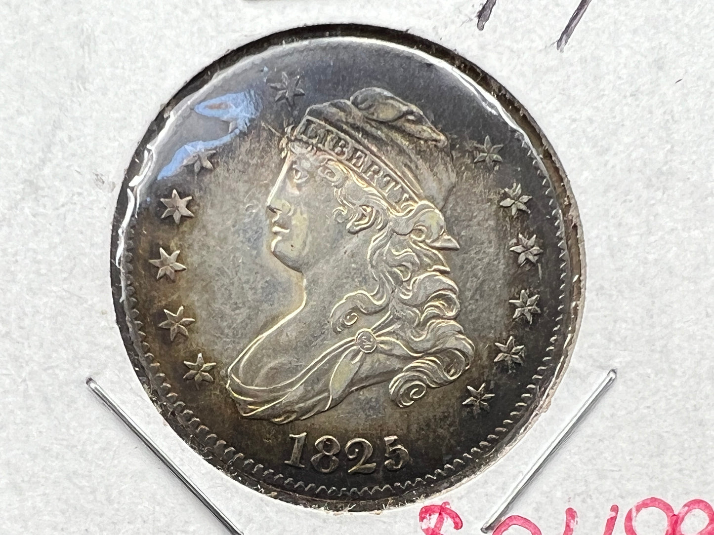 1825/4/2 25c Liberty Capped Bust Quarter coin UNC Details Cleaned