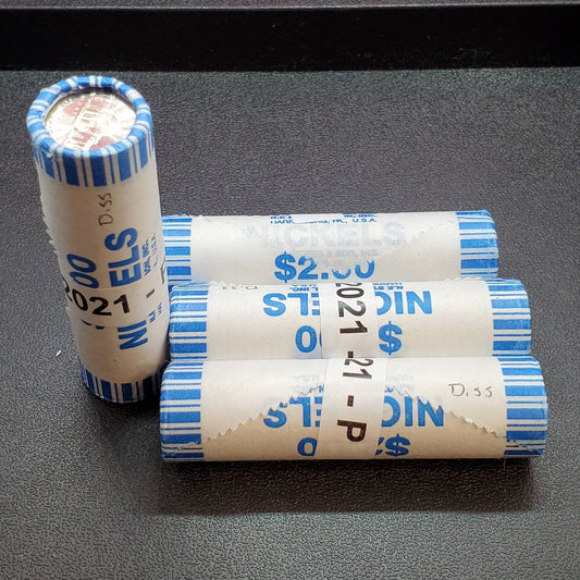 2021 P  Jefferson Nickel Roll in Original Bank Wrap Uncirculated