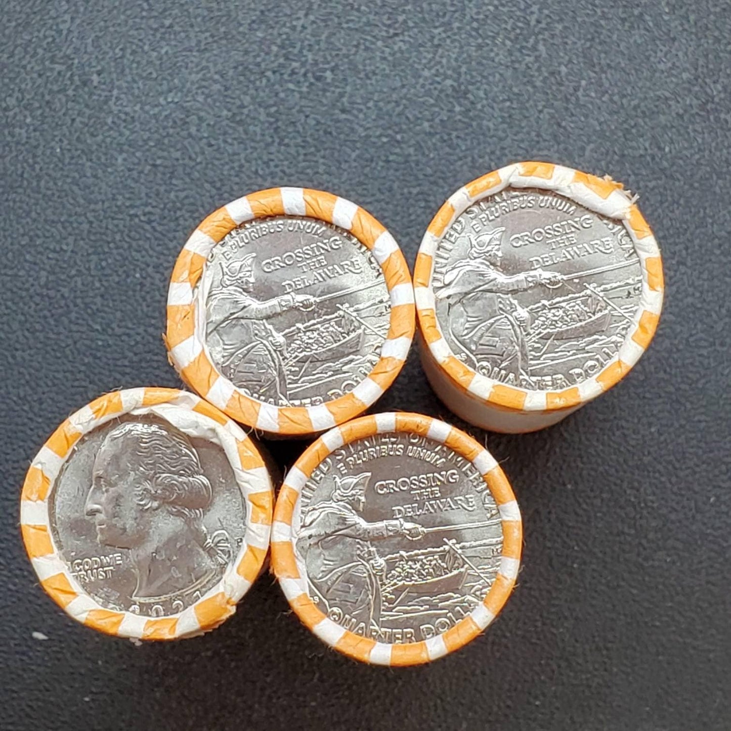 1 Unopened Bank Uncirculated Roll new 2021 P Philadelphia Mint Washington Crossing The Delaware Quarters OBW