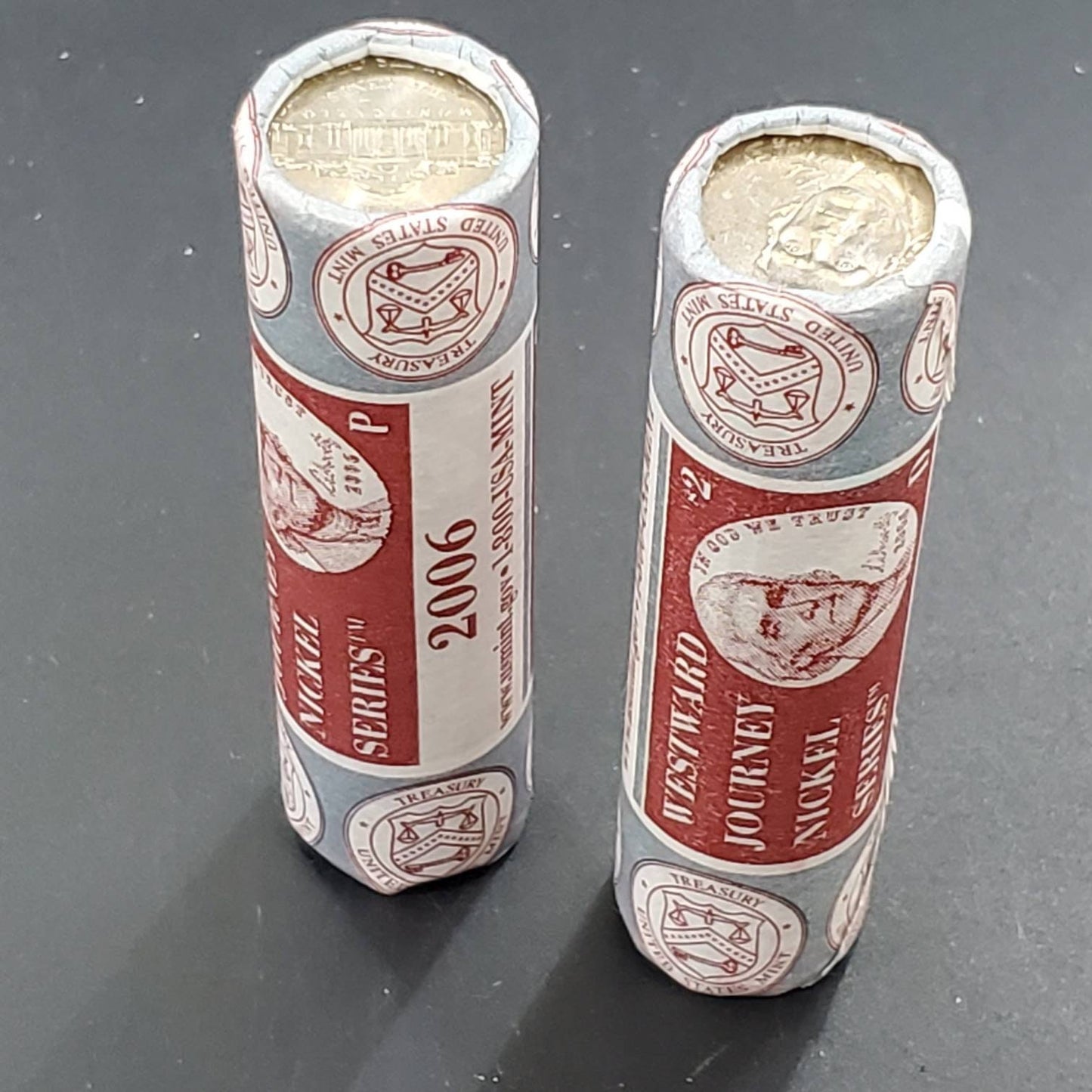 2006 P and D Jefferson Nickel Westward Journey Series OBW 2 Rolls Mint Wrapped 80 Coins BU UNC