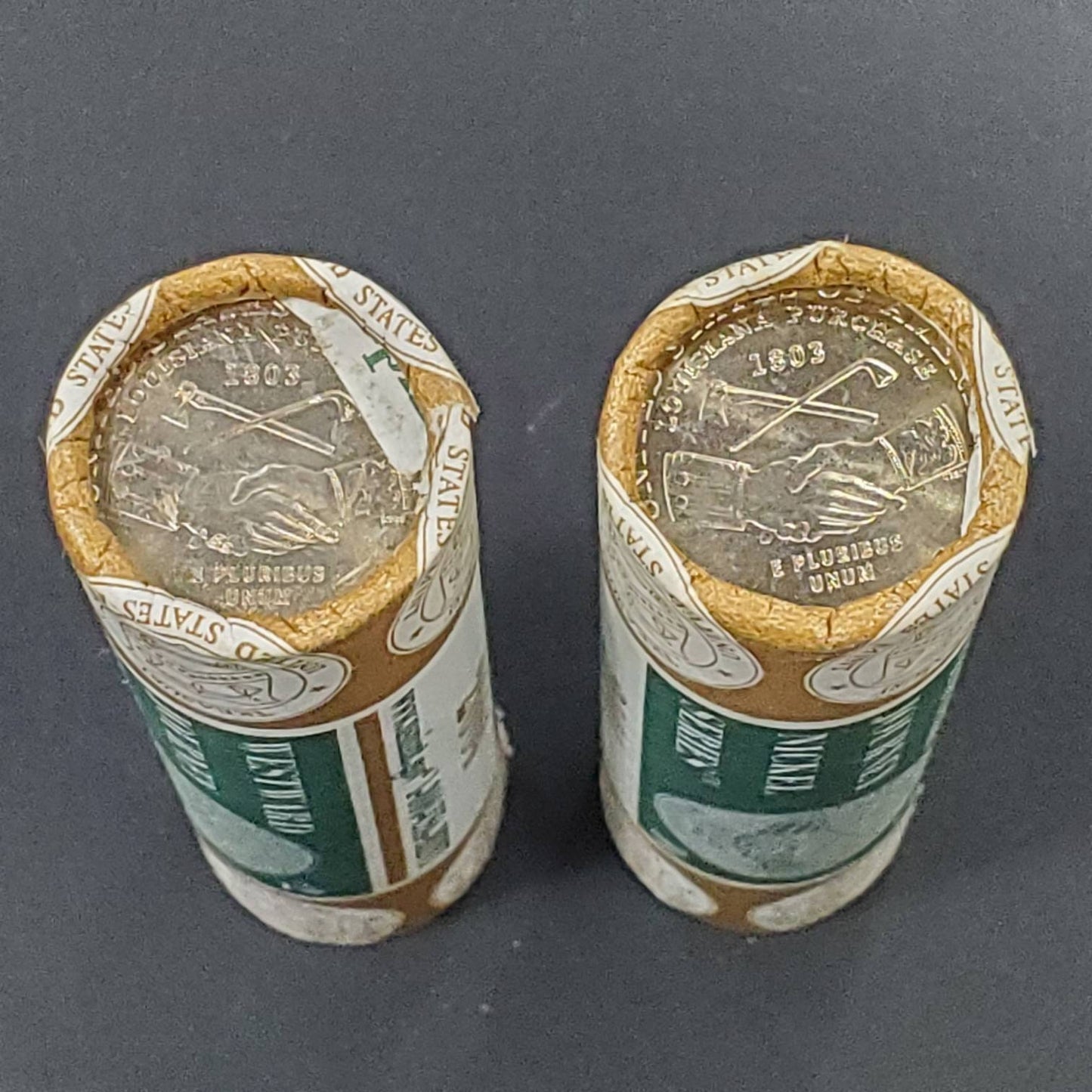 2 Rolls 2004 P and D Jefferson Nickel Peace Hand shake 80 coins BU OBW Mint Wrap Roll