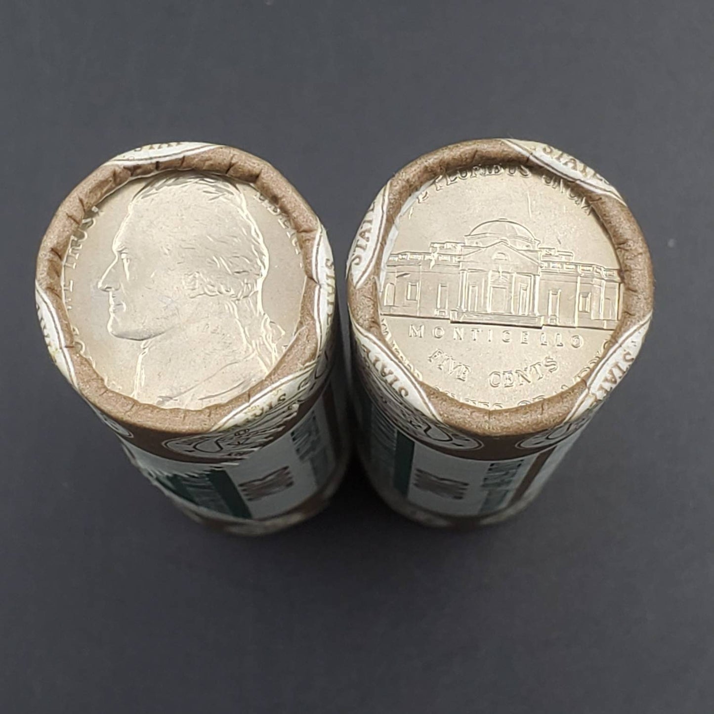 2 Rolls 2003 P and D Jefferson Nickel westward journey Nickels Privateer Ship Design 80 coins BU Rolls OBW Mint wrap
