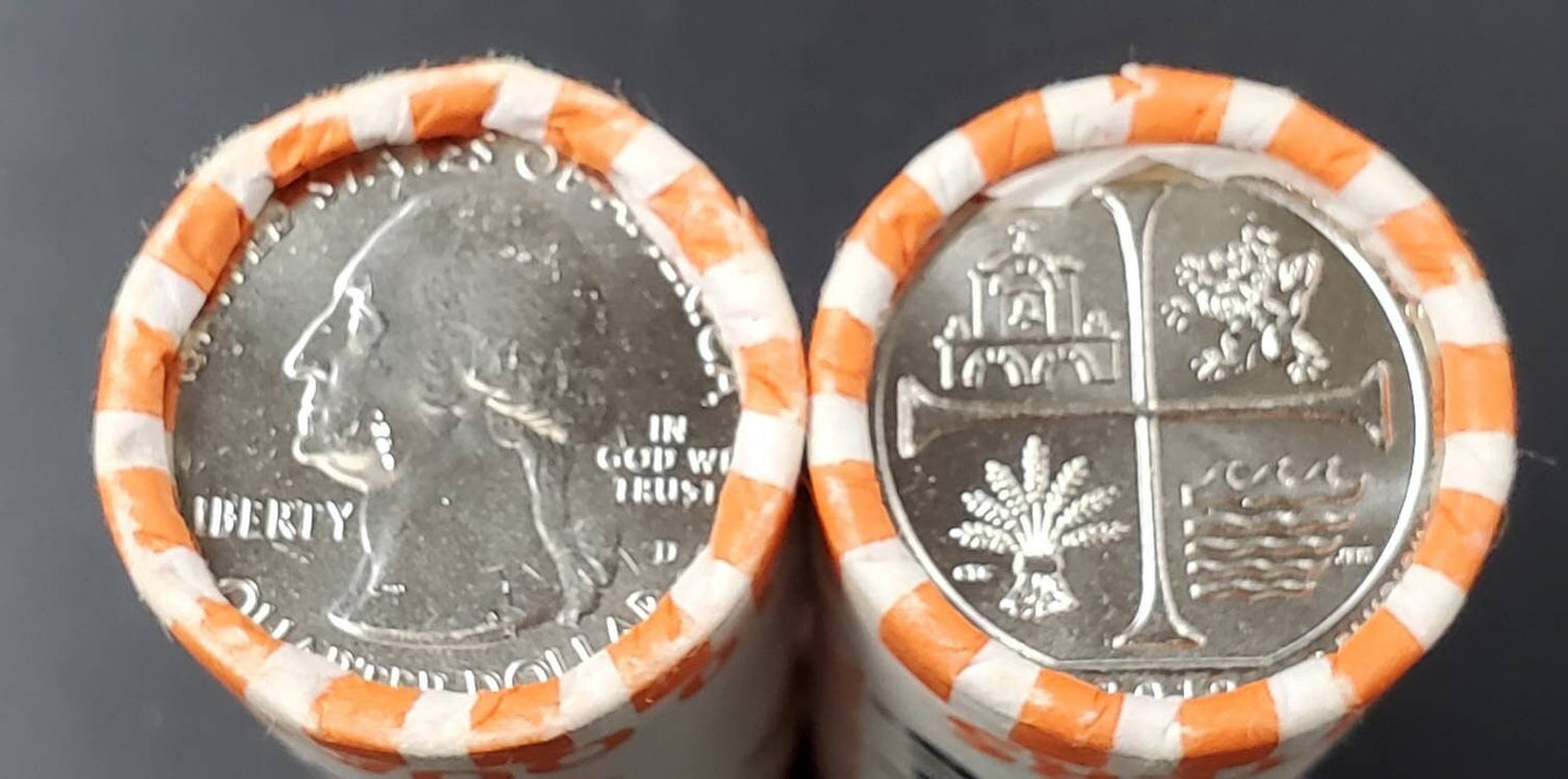 1 Unopened Bank Uncirculated Roll 2019 D San Antonio Missions " America the Beautiful " Quarters OBW