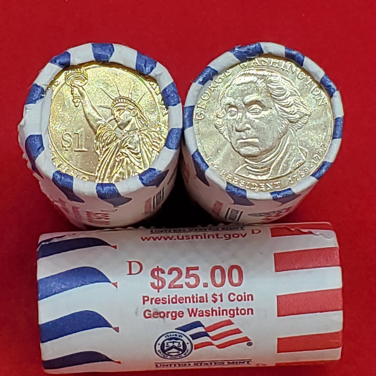 2007 D George Washington Presidential Dollar Roll of 25 Coins Uncirculated US Mint obw Wrap Sealed