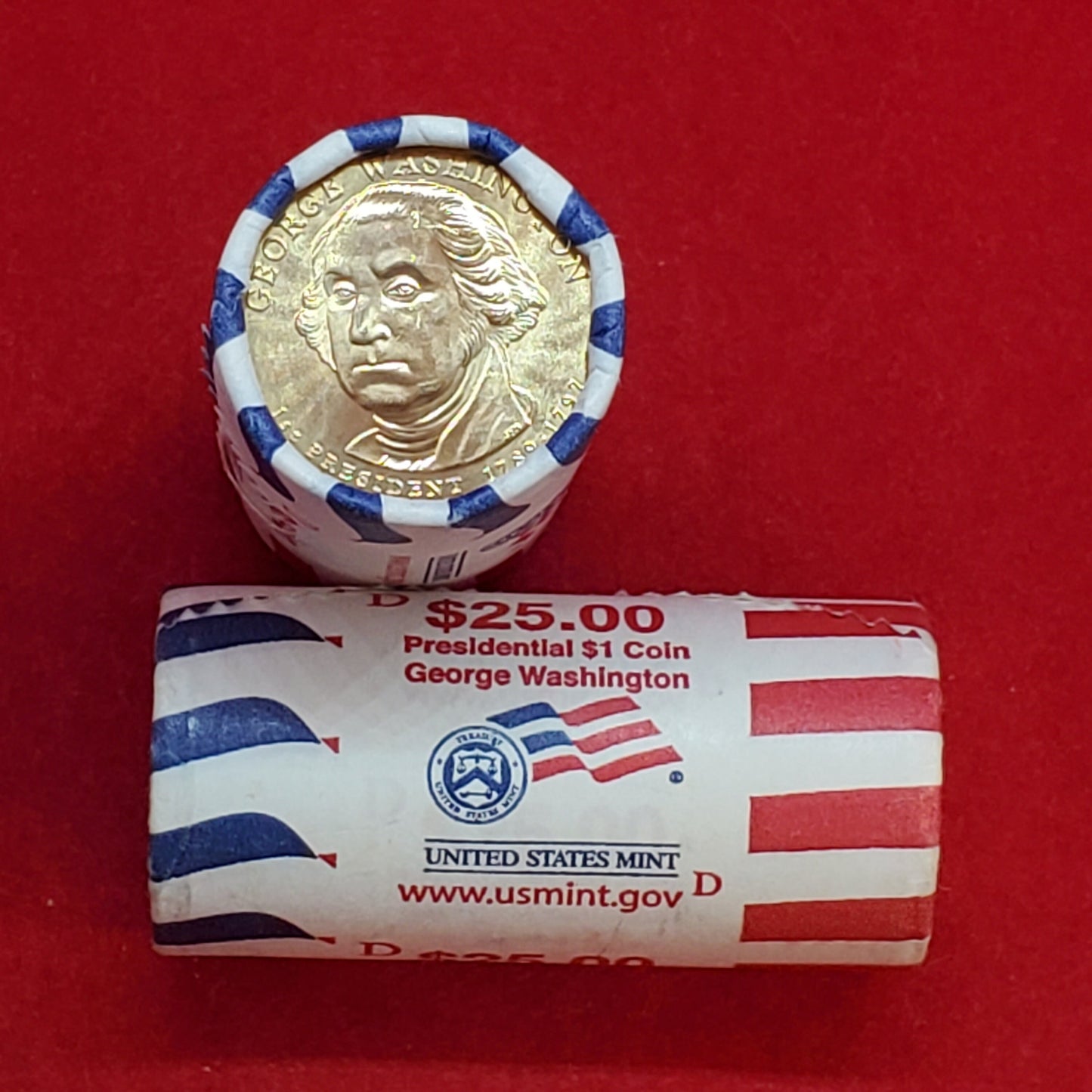 2007 D George Washington Presidential Dollar Roll of 25 Coins Uncirculated US Mint obw Wrap Sealed