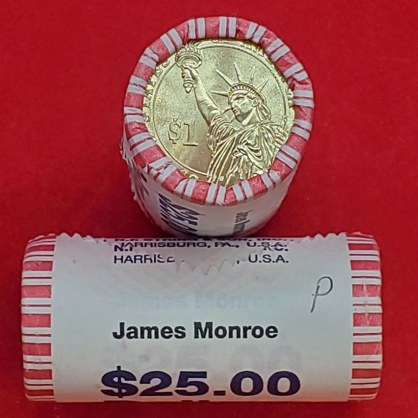 2008 P James Monroe Presidential Dollar Roll of 25 Coins Uncirculated Unopened