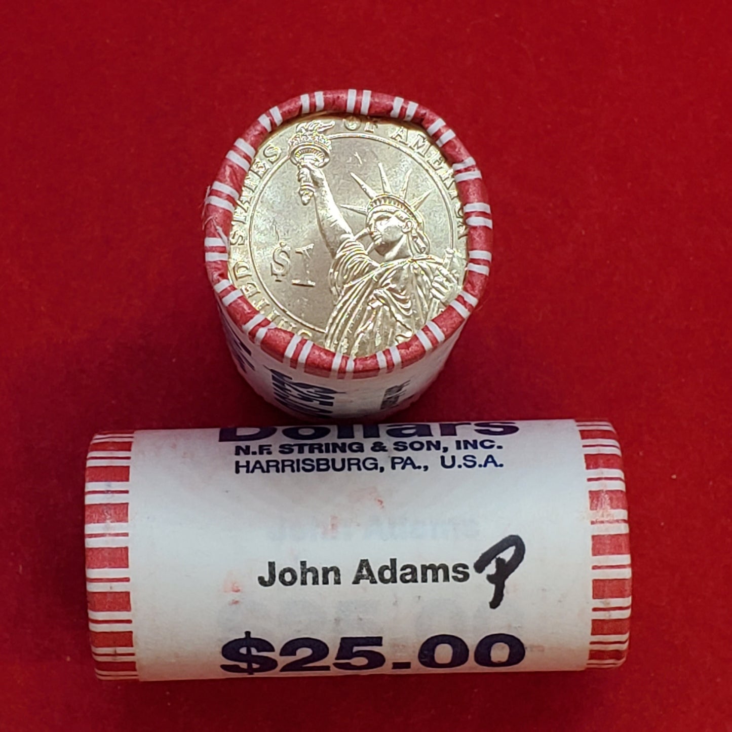 2007 P John Adams Presidential Dollar Roll of 25 Coins Uncirculated Unopened