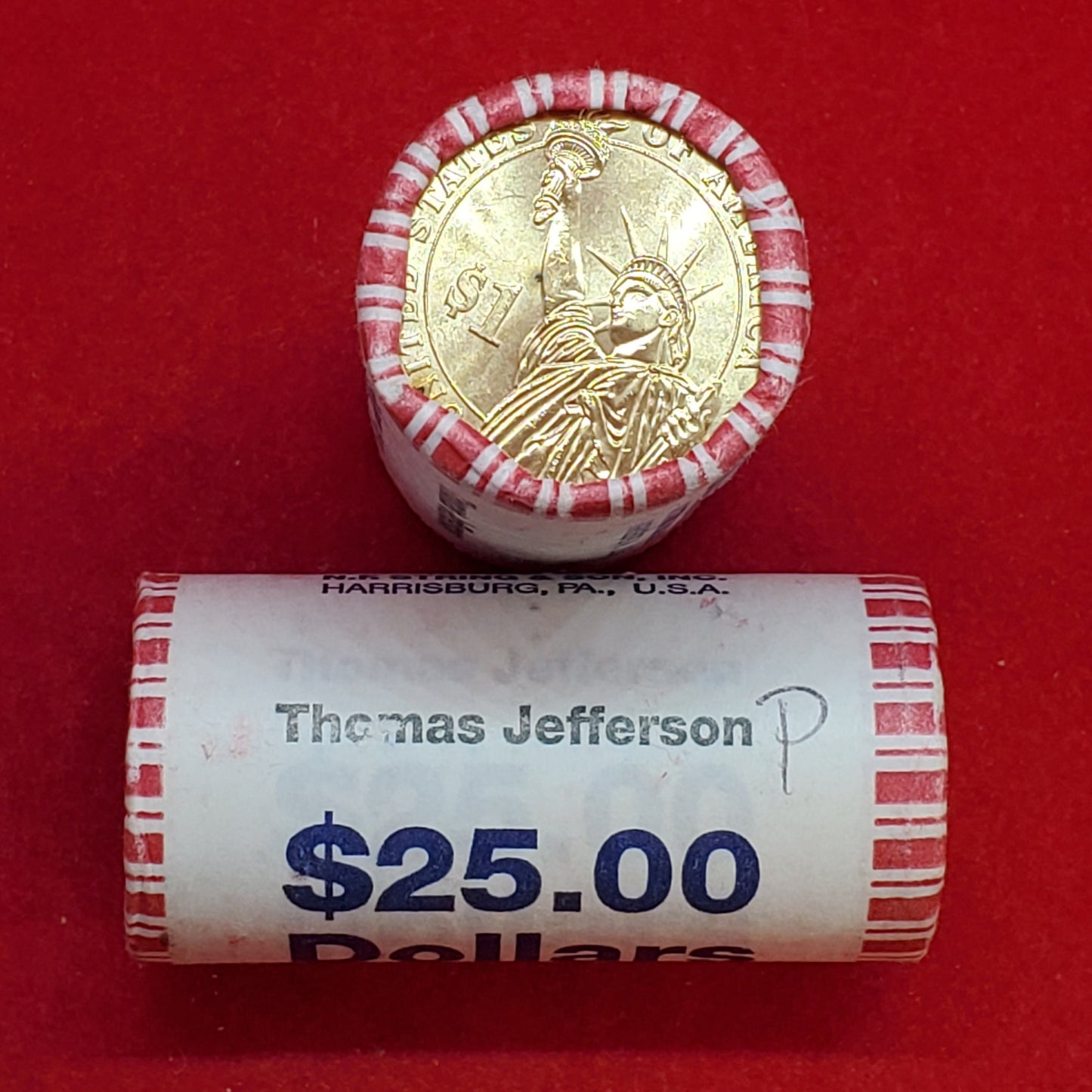 2007 P Thomas Jefferson Presidential Dollar Roll of 25 Coins Uncirculated Unopened