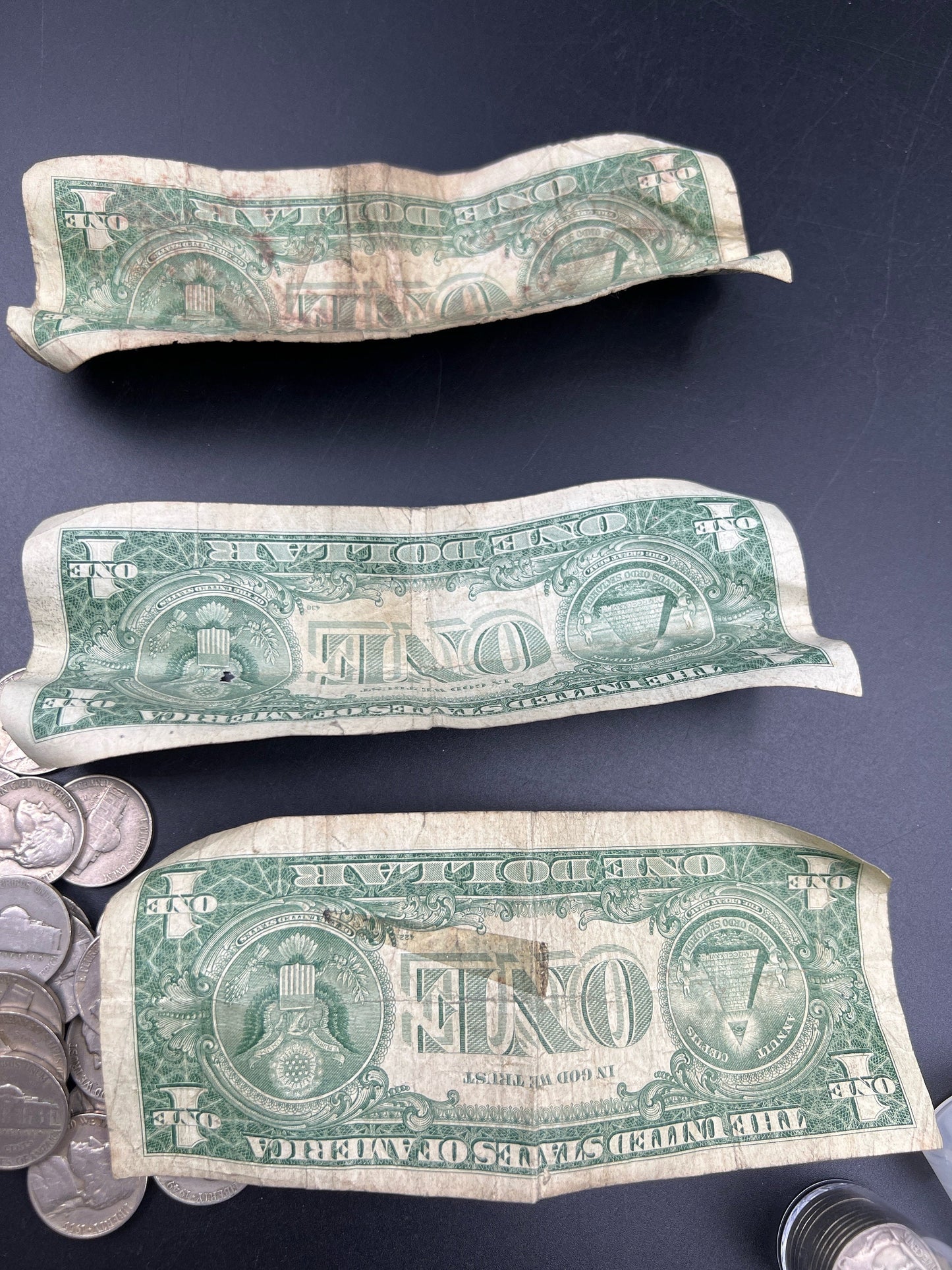Greaser Era Pocket Money 1946-1959 40 Coin Nickel Roll AVG Circ & 3 1957 Silver Certificates Very Circulated US Coin Currency Collection Lot