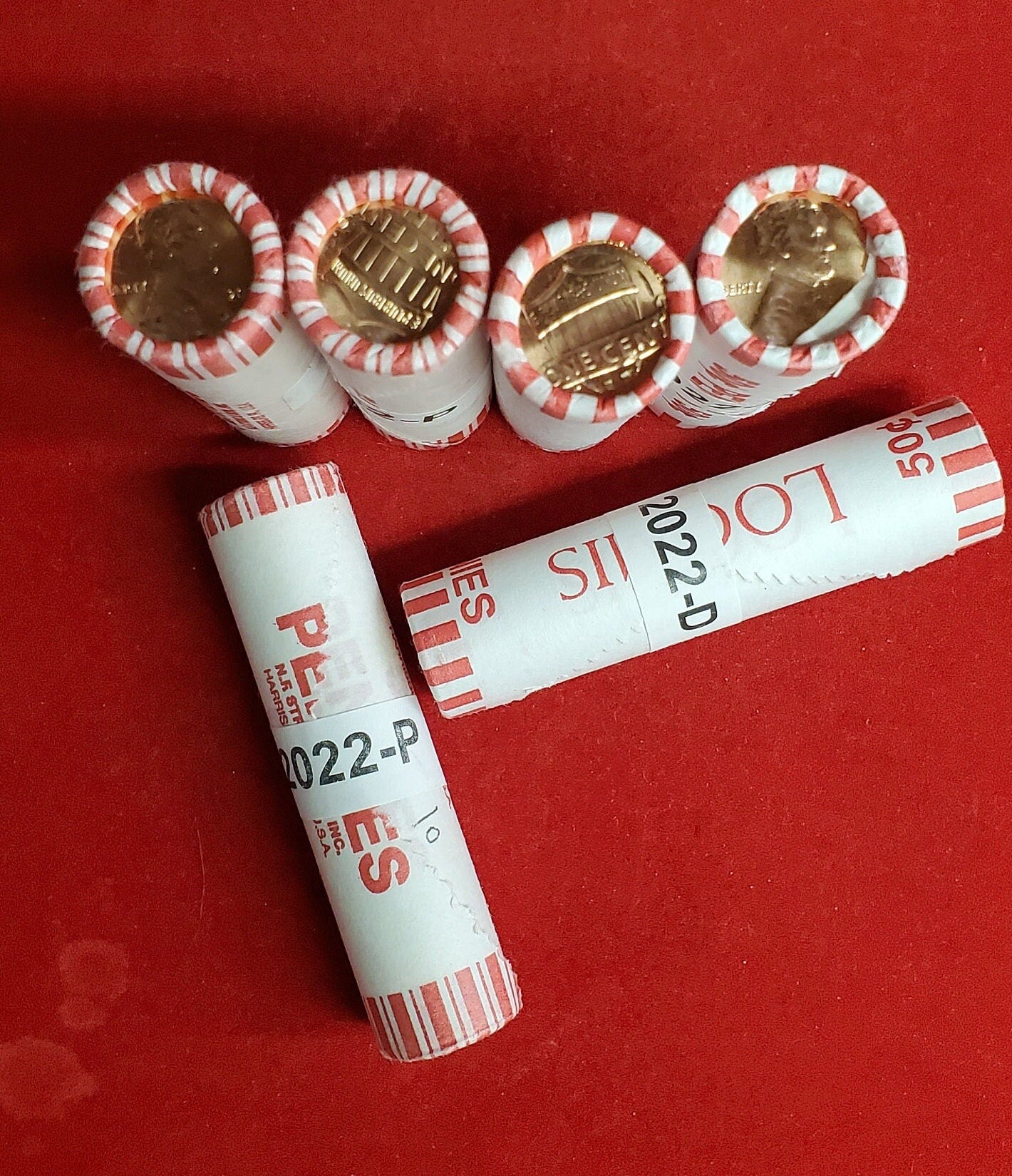 2 Rolls 2022 P and D Lincoln Cent Rolls in Original Bank Wrap Uncirculated