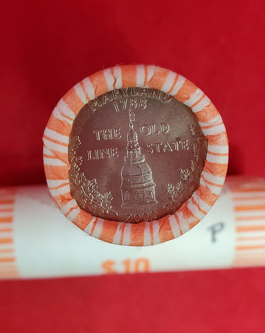 1 Unopened Bank Uncirculated Roll 2000 P Maryland Statehood Quarters OBW 40 coins