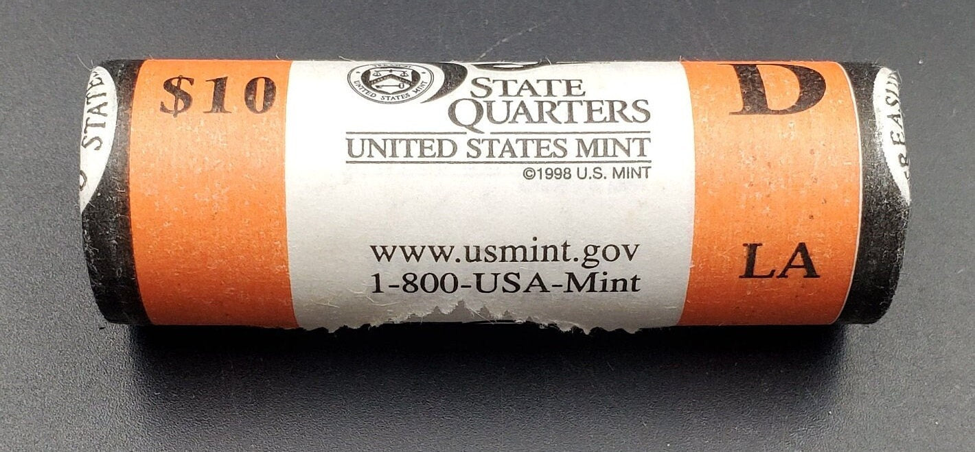 1 Unopened US Mint WRAPPED Uncirculated Roll 2002 D Louisiana Statehood Quarters OBW 40 coins