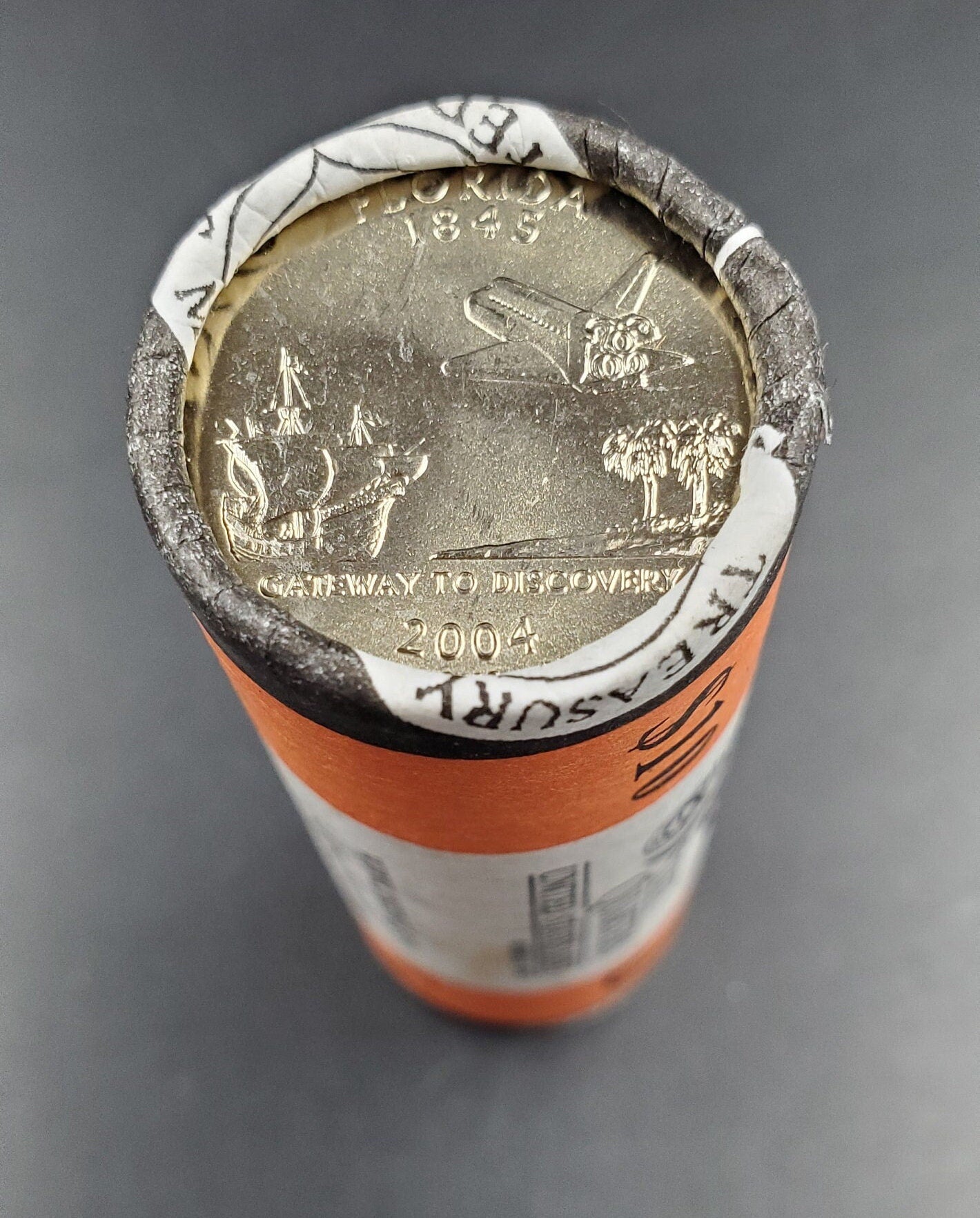 1 Unopened US Mint Uncirculated Roll 2004 D Florida Statehood Quarters OBW 40 coins