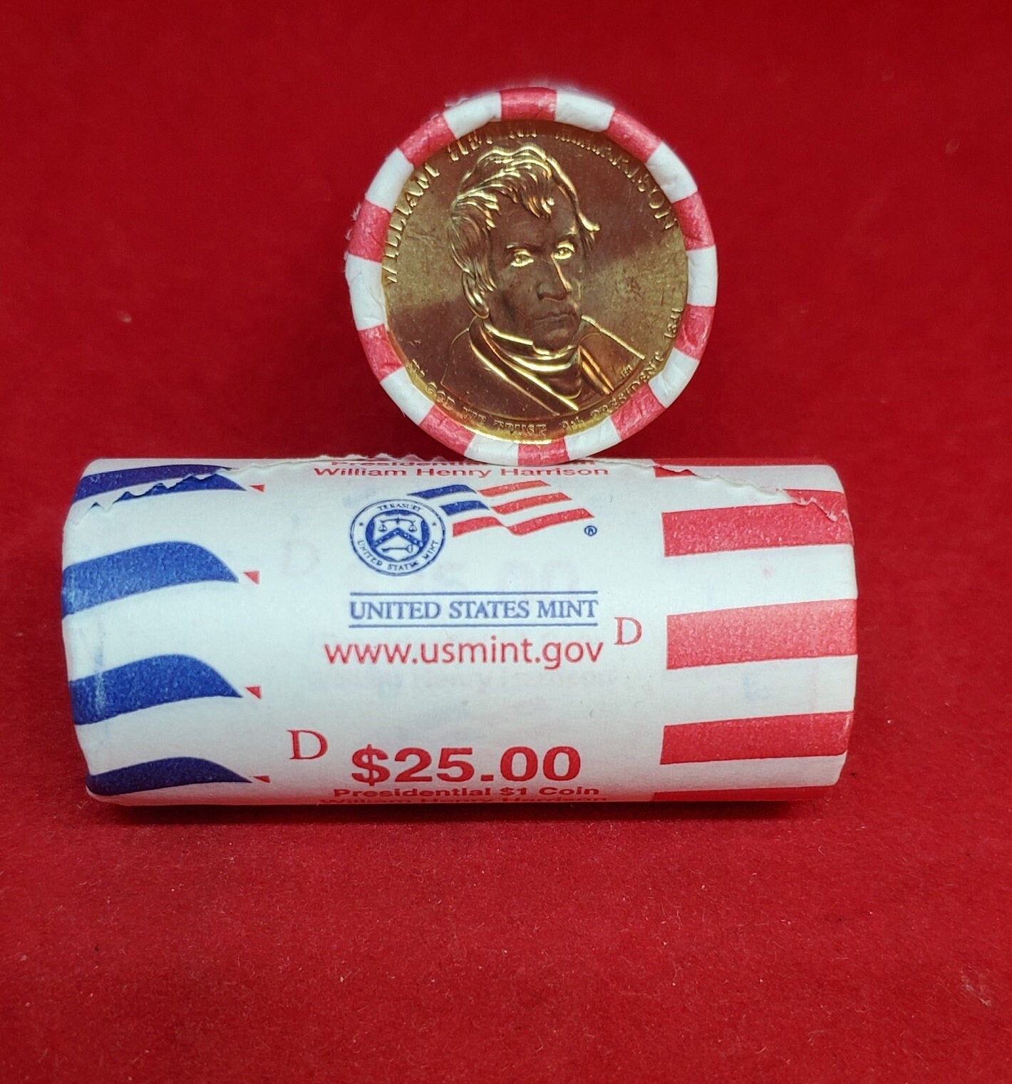 2009 D William H. Harrison Presidential Dollar US Mint Roll of 25 Coins Uncirculated Unopened