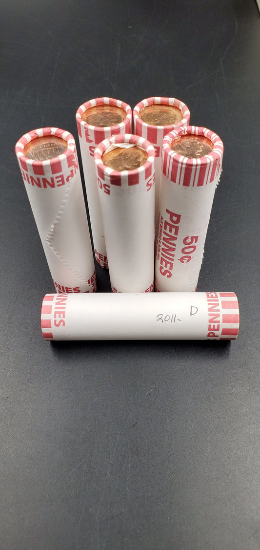 1 Unopened 2011 D Lincoln Shield Cent Penny BU Roll in Bank Wrap Uncirculated 50 Coins
