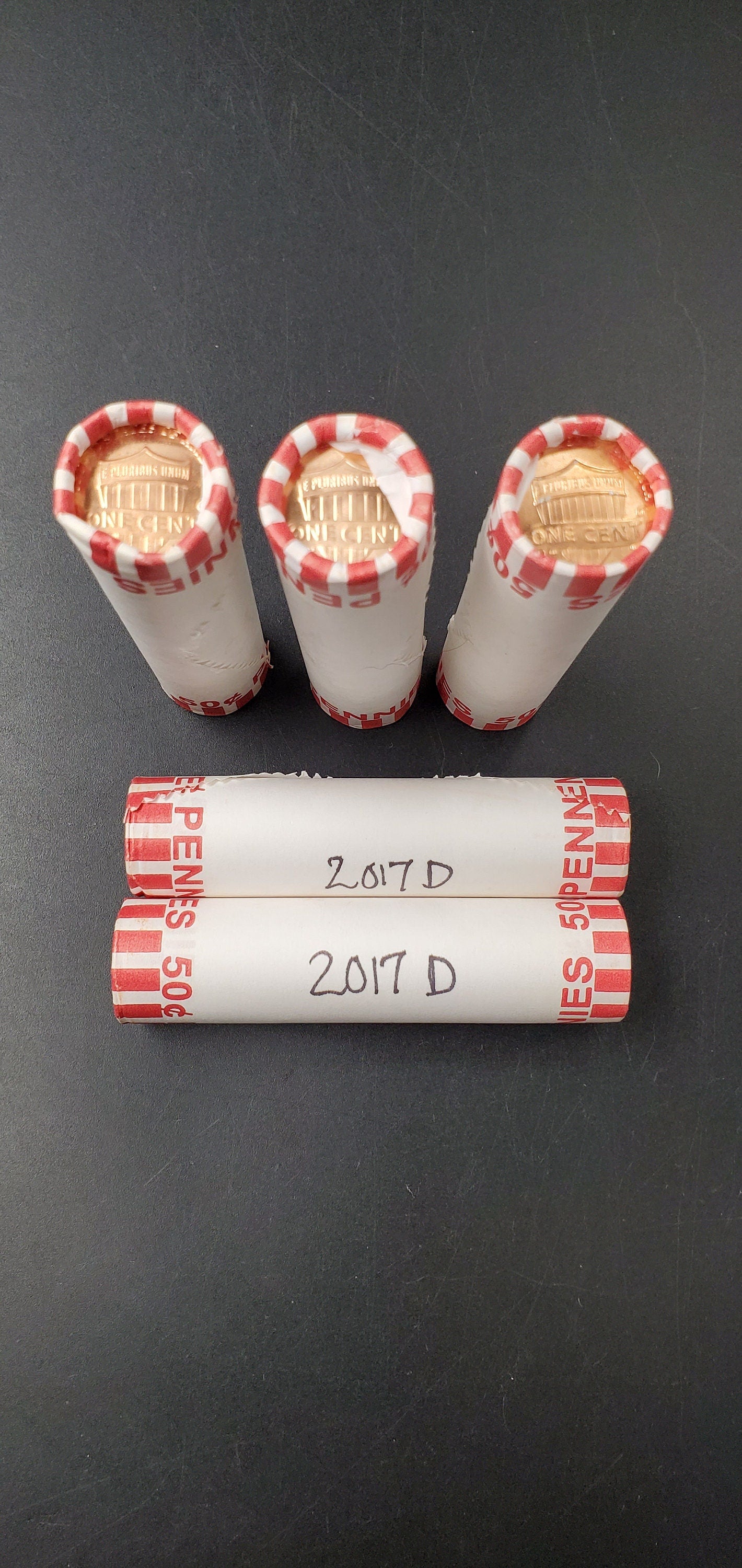 1 Unopened 2017 D Lincoln Memorial Cent Penny BU in Bank Wrap Uncirculated 50 Coins roll