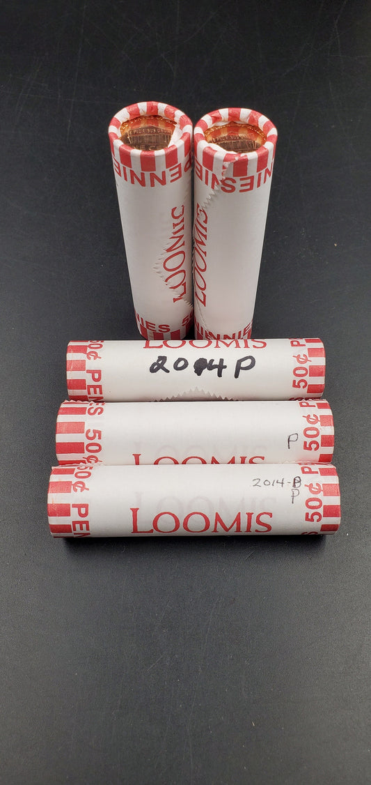 1 Unopened 2014 P Lincoln Shield Cent Penny BU Roll in Bank Wrap Uncirculated 50 Coins