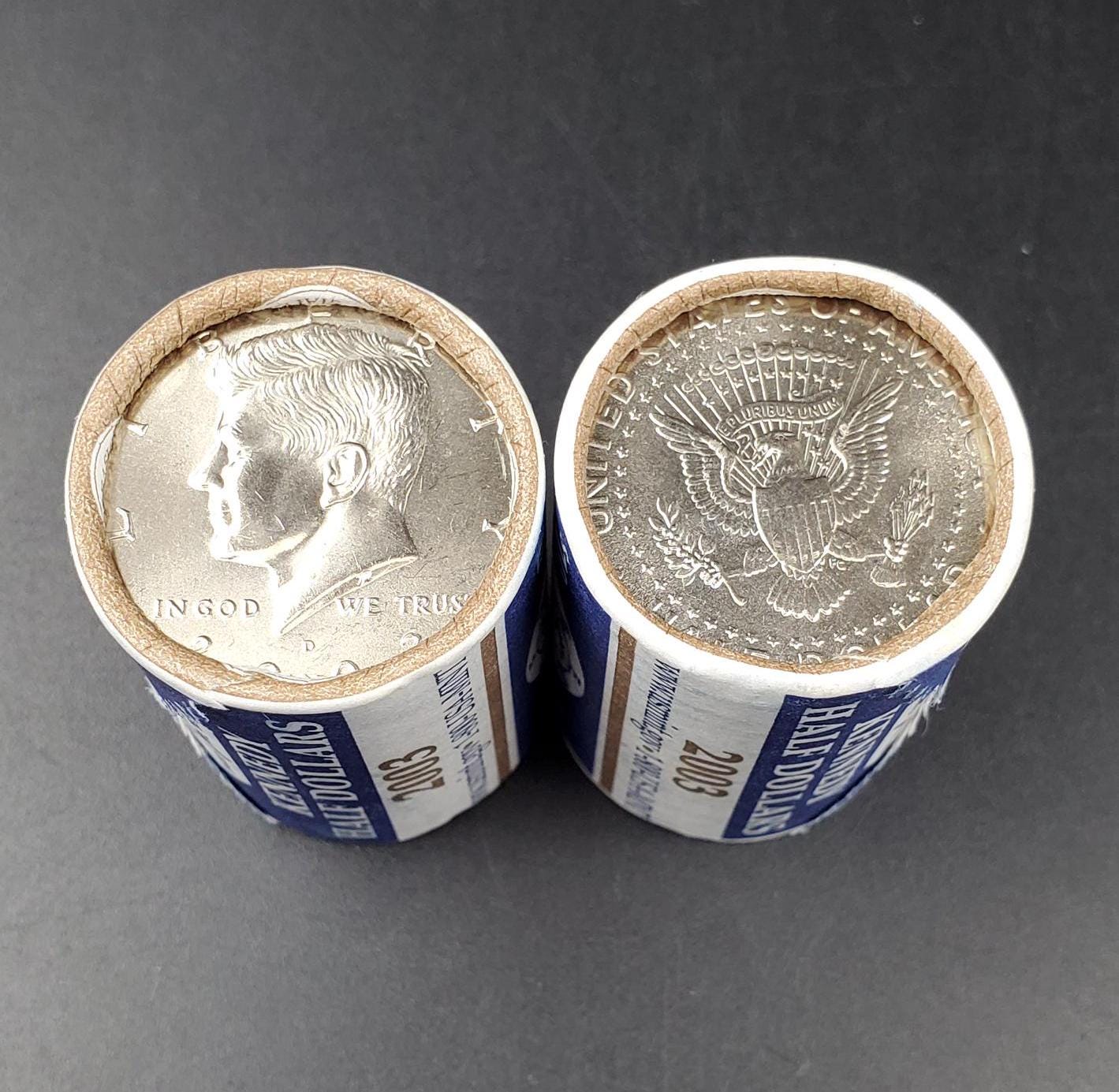 2003 D 20-coin Kennedy 50c Half Dollar Clad Coin OWB US Mint Roll Torn Wrapper (Head or Tail)