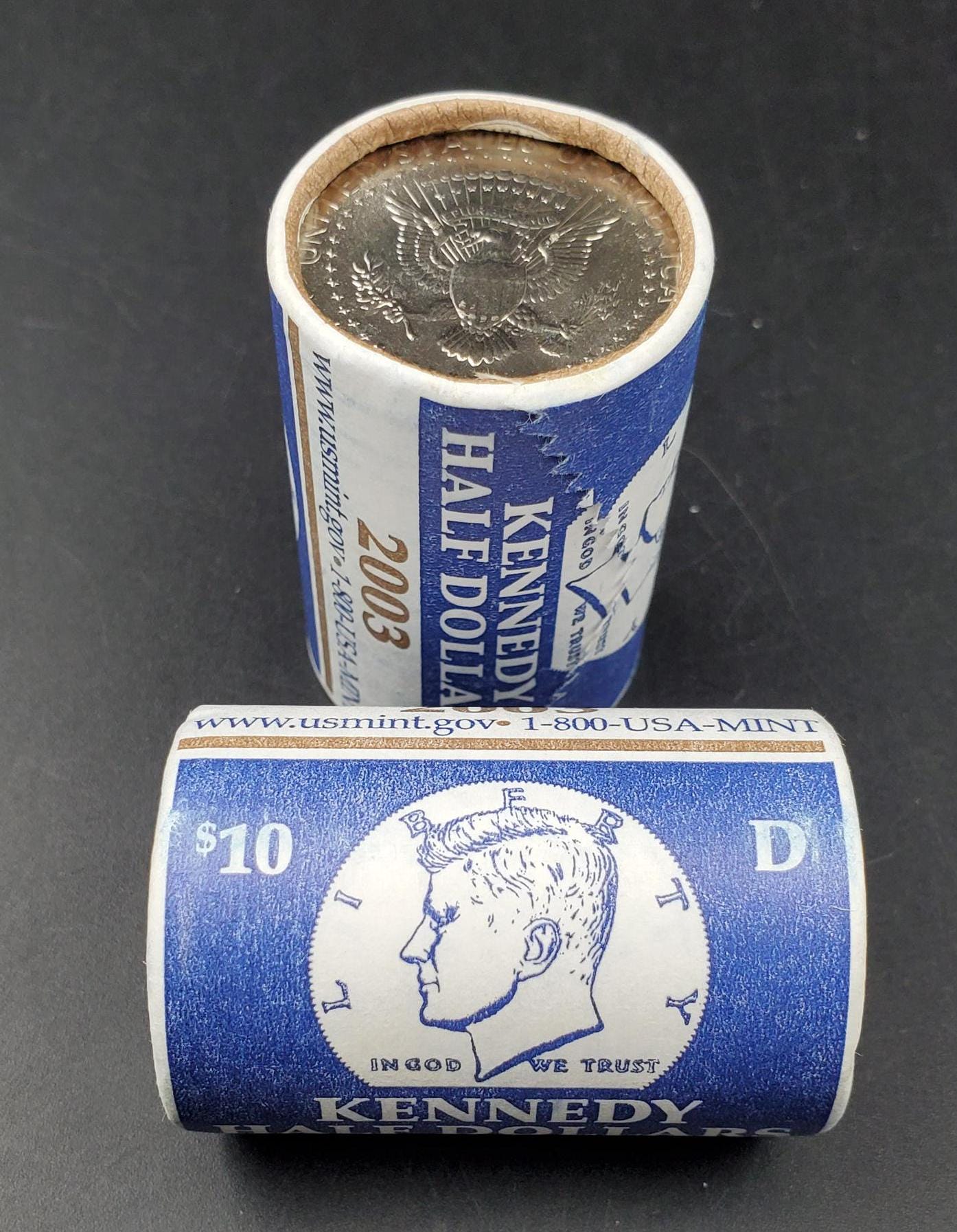 2003 D 20-coin Kennedy 50c Half Dollar Clad Coin OWB US Mint Roll Torn Wrapper (Head or Tail)