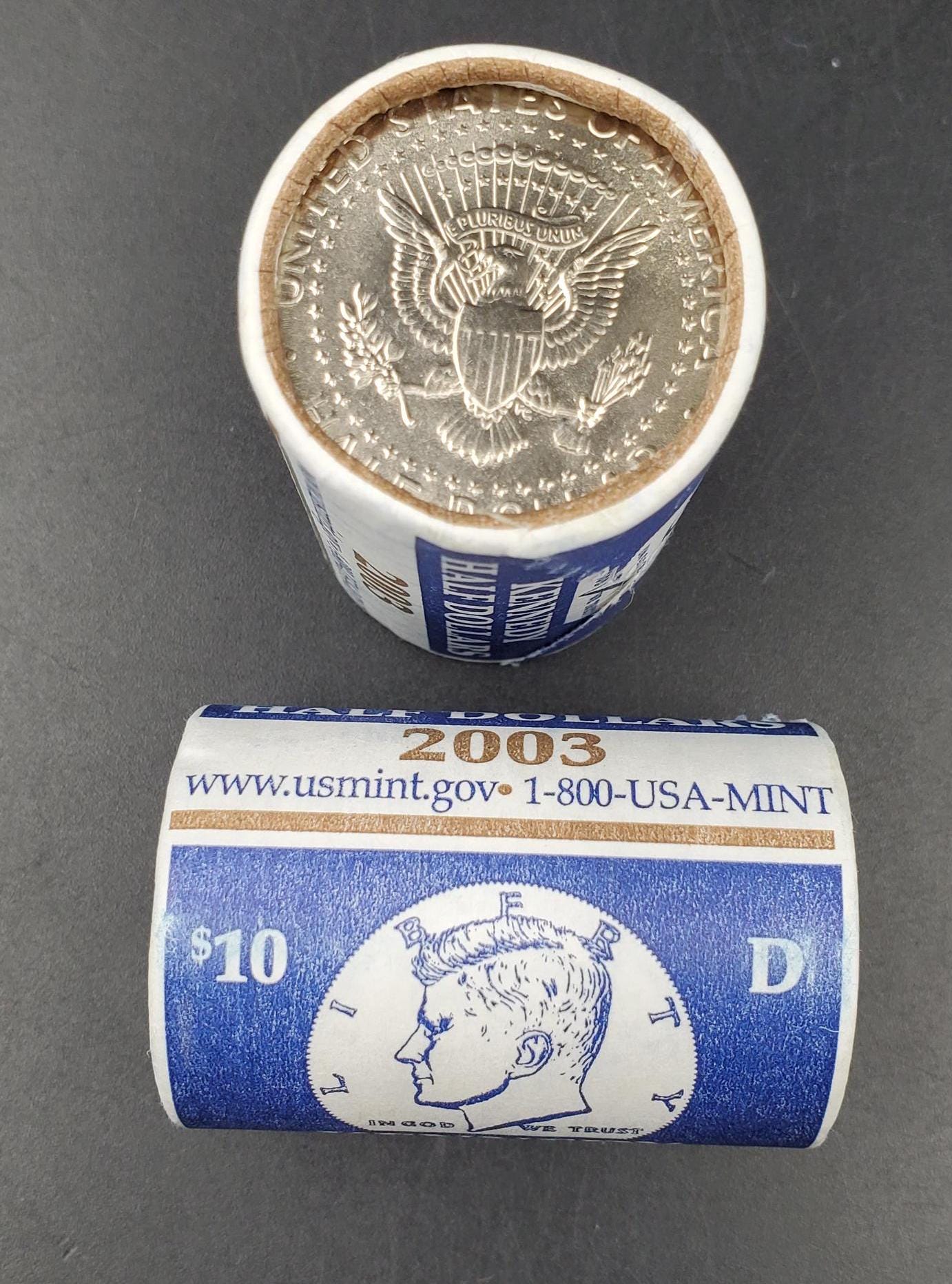 2003 D 20-coin Kennedy 50c Half Dollar Clad Coin OWB US Mint Roll Torn Wrapper (Head or Tail)