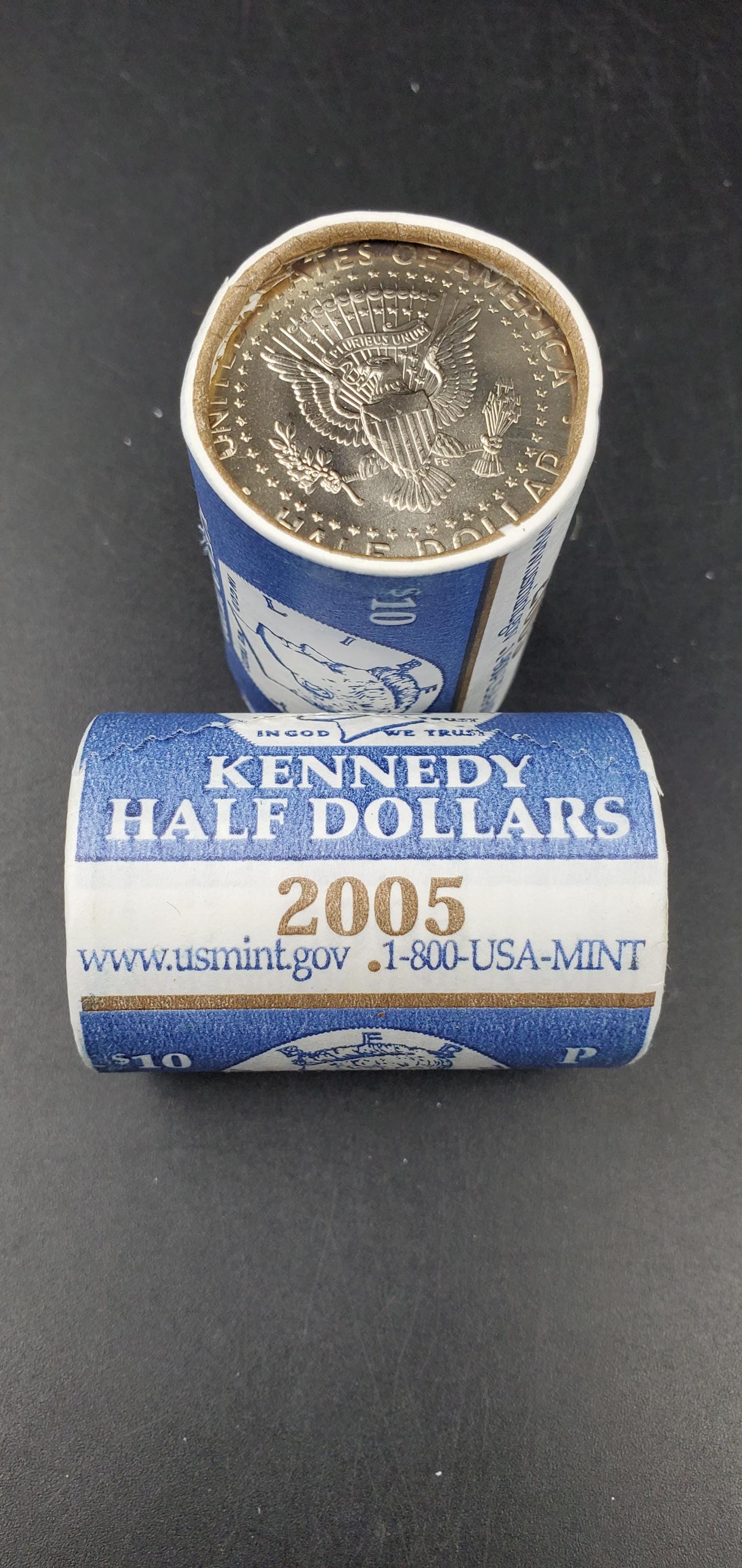 2005 P 20 coin Kennedy 50c Half Dollar Clad Coin OWB Bank Roll Torn Wrapper (Head or Tail)