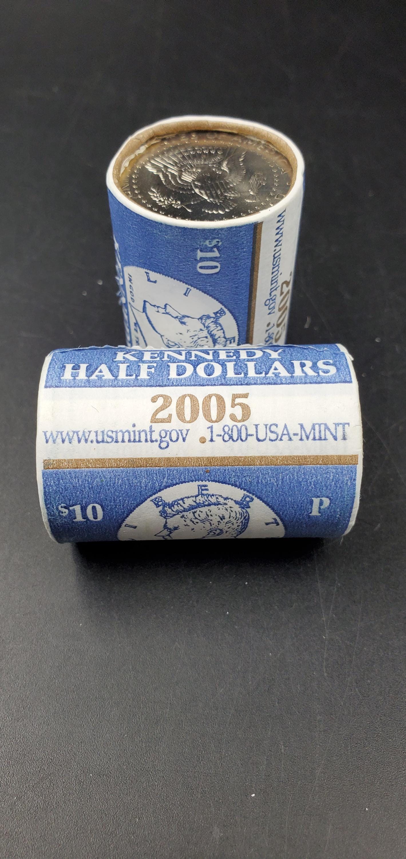 2005 P 20 coin Kennedy 50c Half Dollar Clad Coin OWB Bank Roll Torn Wrapper (Head or Tail)