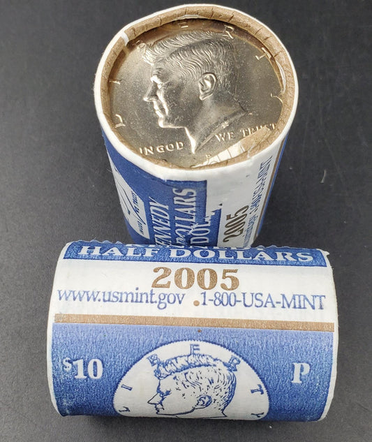 2005 P 20 coin Kennedy 50c Half Dollar Clad Coin OWB Bank Roll Torn Wrapper (Head or Tail)