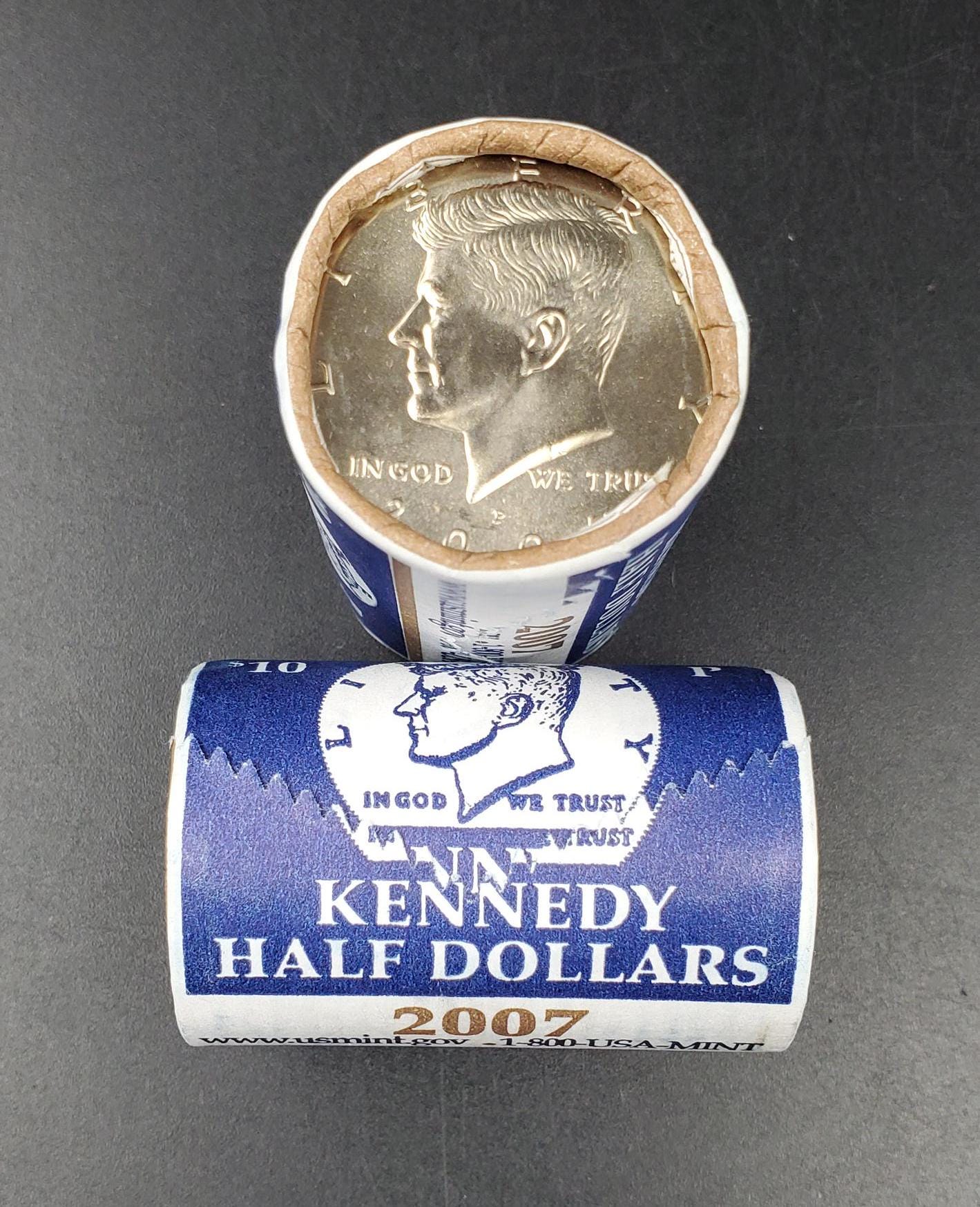 2007 P 20-coin Kennedy 50c Half Dollar Clad Coin OWB Bank Roll Torn Wrapper (Head or Tail)