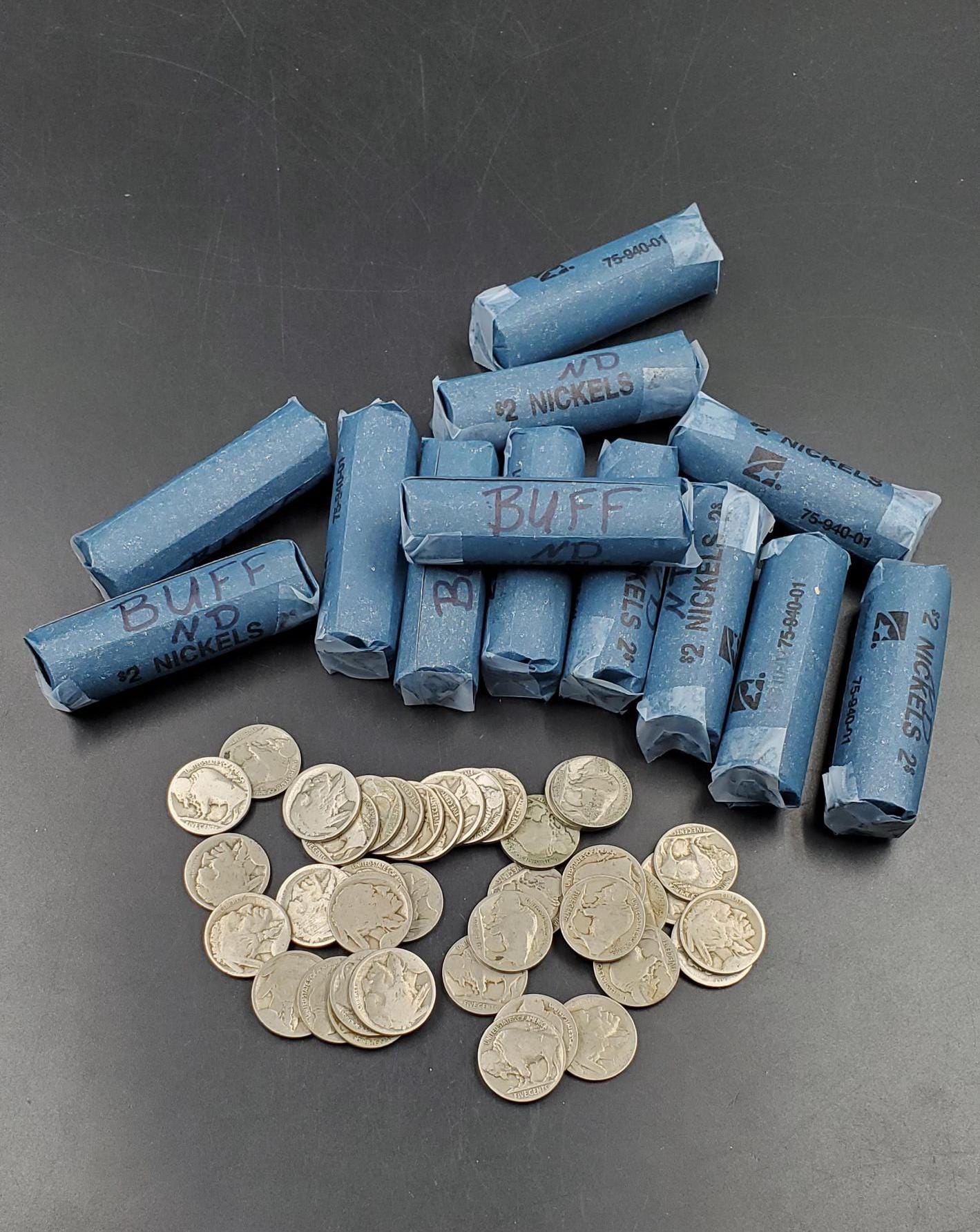 Buffalo Indian Nickel 40 Coin Roll No Date (Dateless) Very Circulated Condition