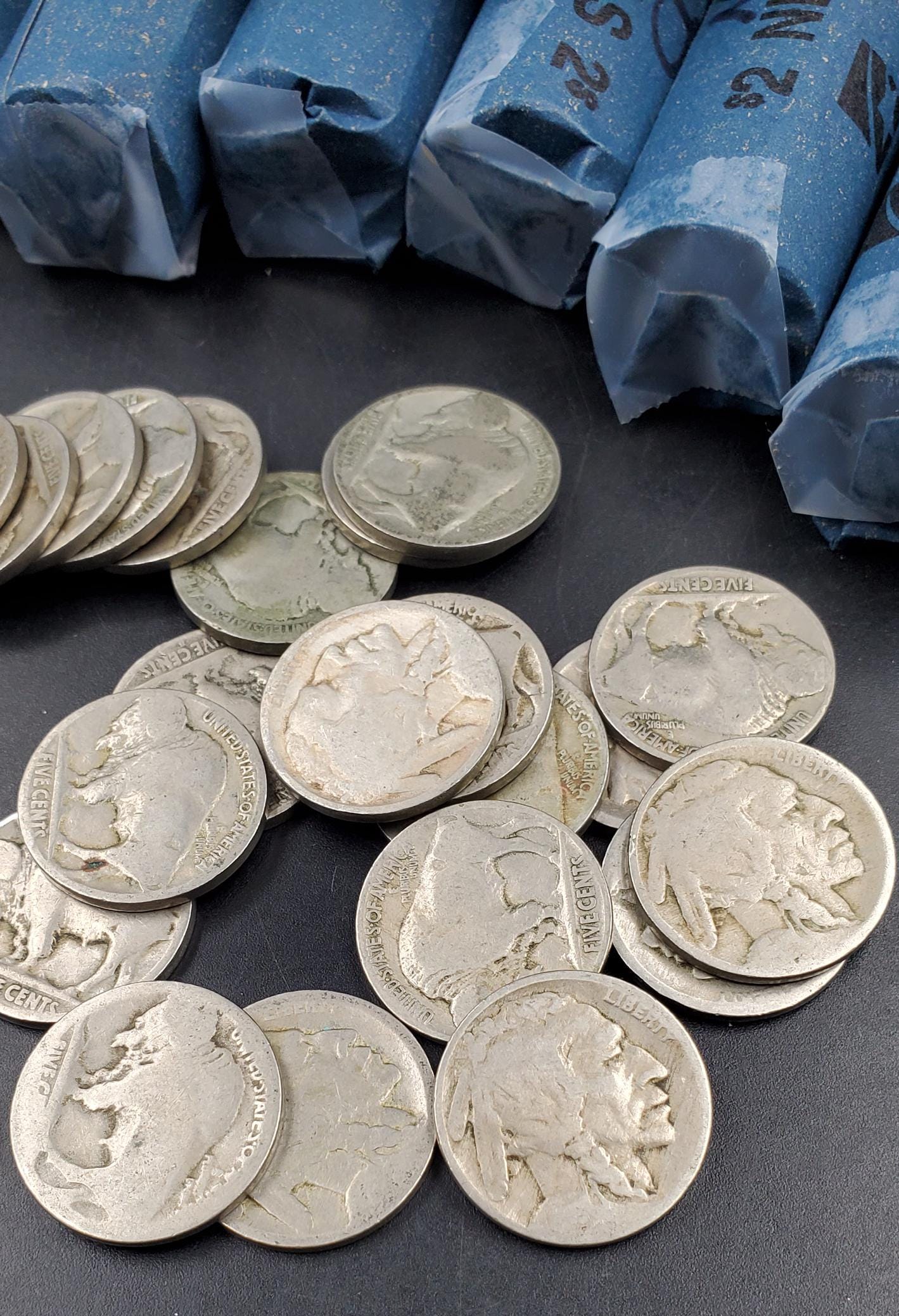 Buffalo Indian Nickel 40 Coin Roll No Date (Dateless) Very Circulated Condition