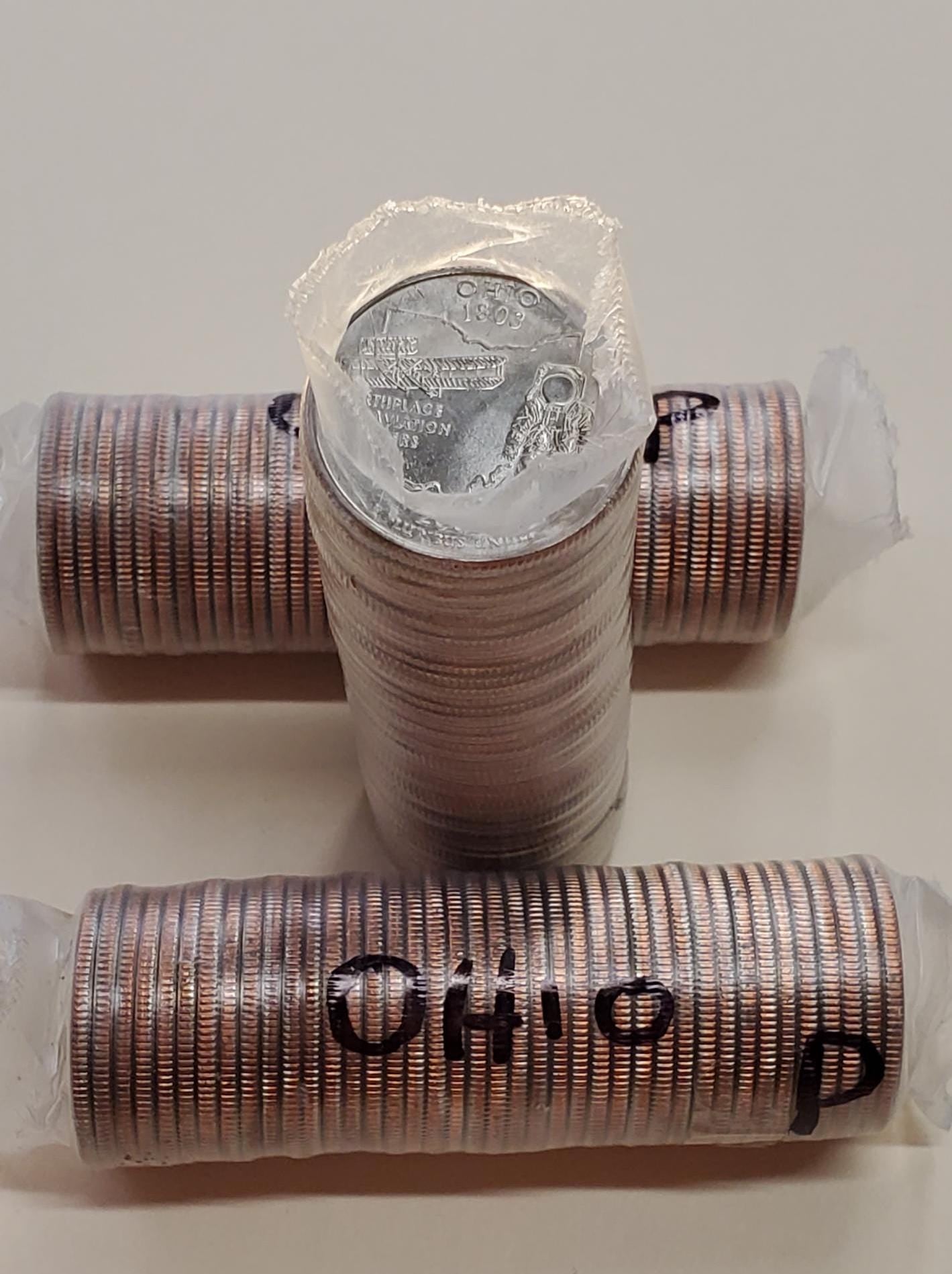 2002 P Ohio Statehood Quarters Uncirculated Roll in Plastic Wrap 40 coins. Roll per purchase
