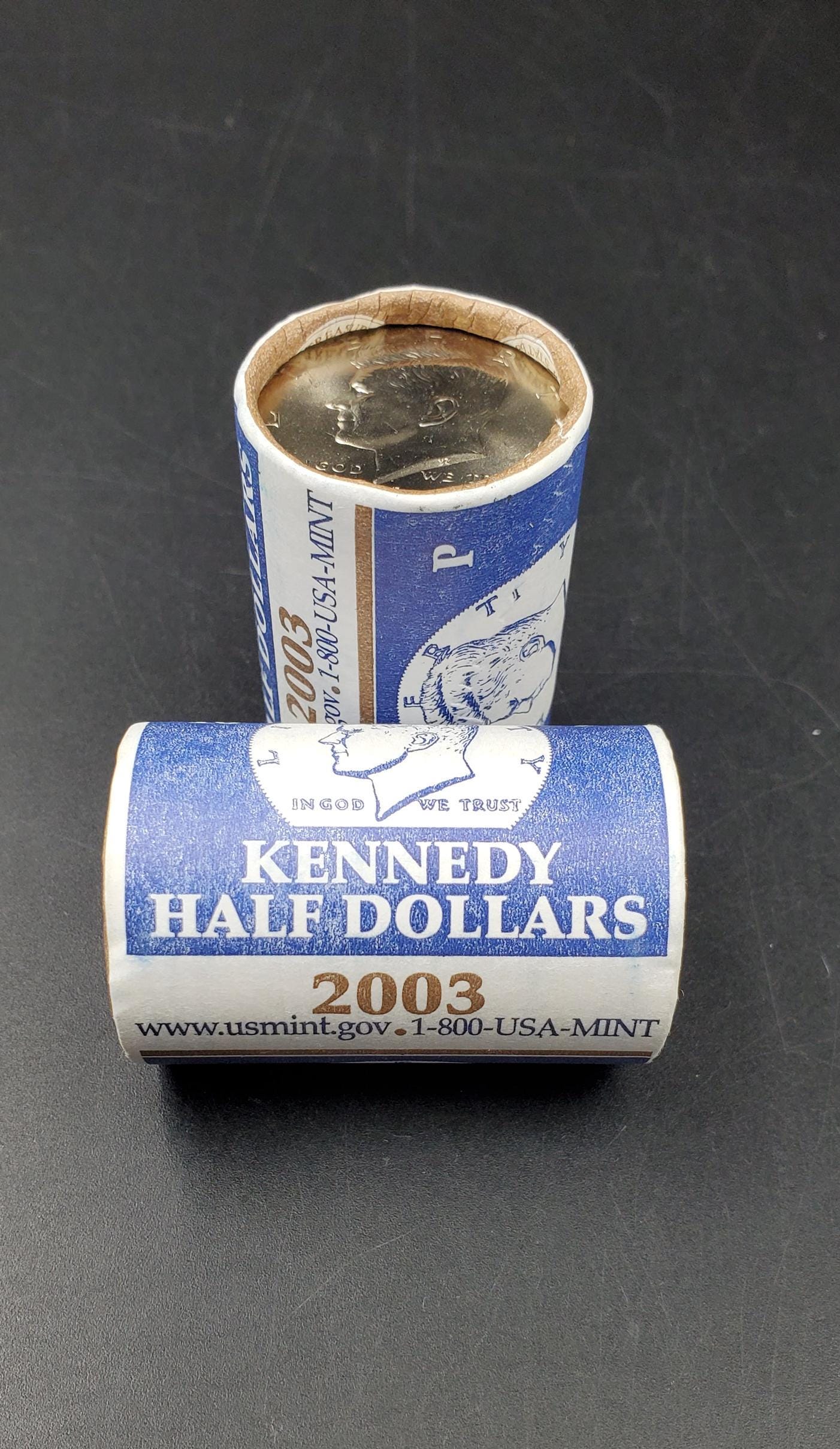 2003 P 20-coin Kennedy 50c Half Dollar Clad Coin OWB US Mint Roll Torn Wrapper (Head or Tail)