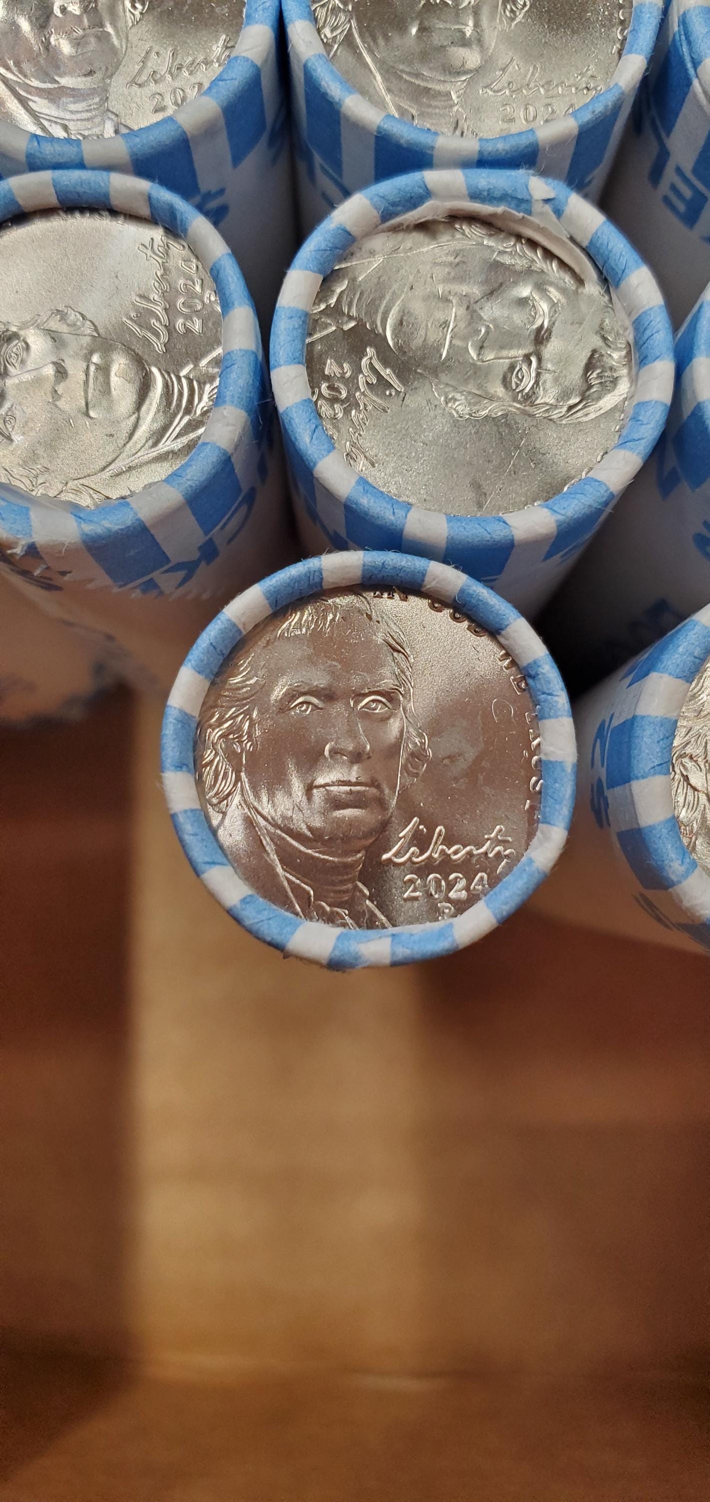 2024 P Jefferson Nickel Uncirculated Roll (40 coin) Original Bank Wrap. Head/Tail