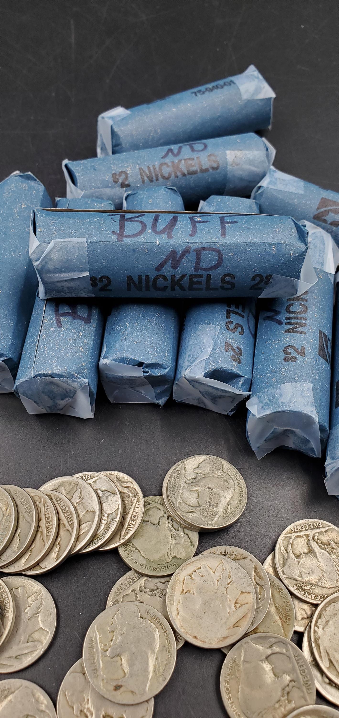 Buffalo Indian Nickel 40 Coin Roll No Date (Dateless) Very Circulated Condition