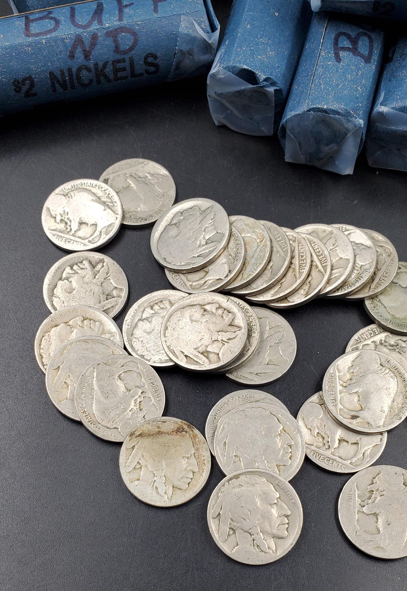 Buffalo Indian Nickel 40 Coin Roll No Date (Dateless) Very Circulated Condition