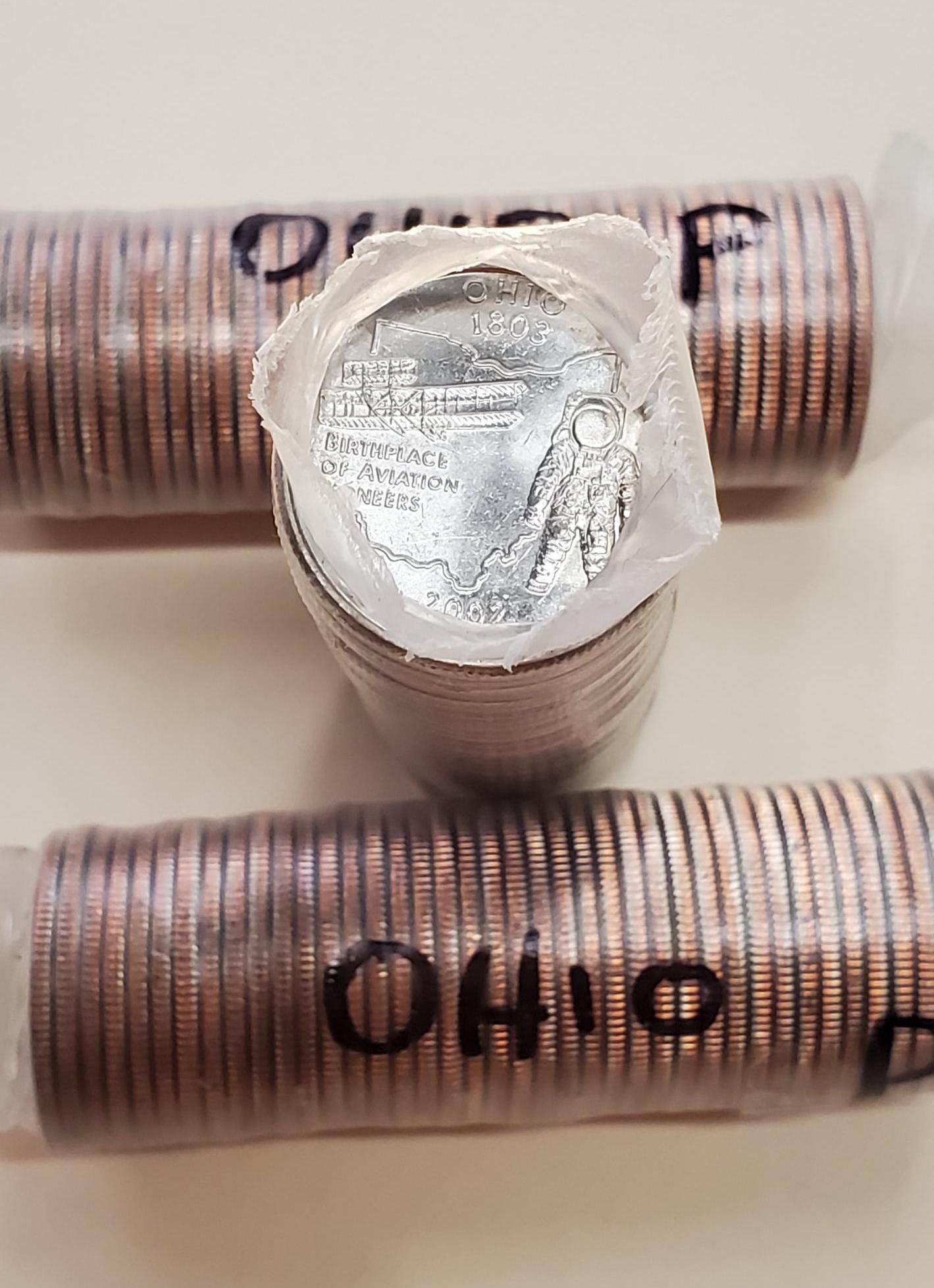2002 P Ohio Statehood Quarters Uncirculated Roll in Plastic Wrap 40 coins. Roll per purchase