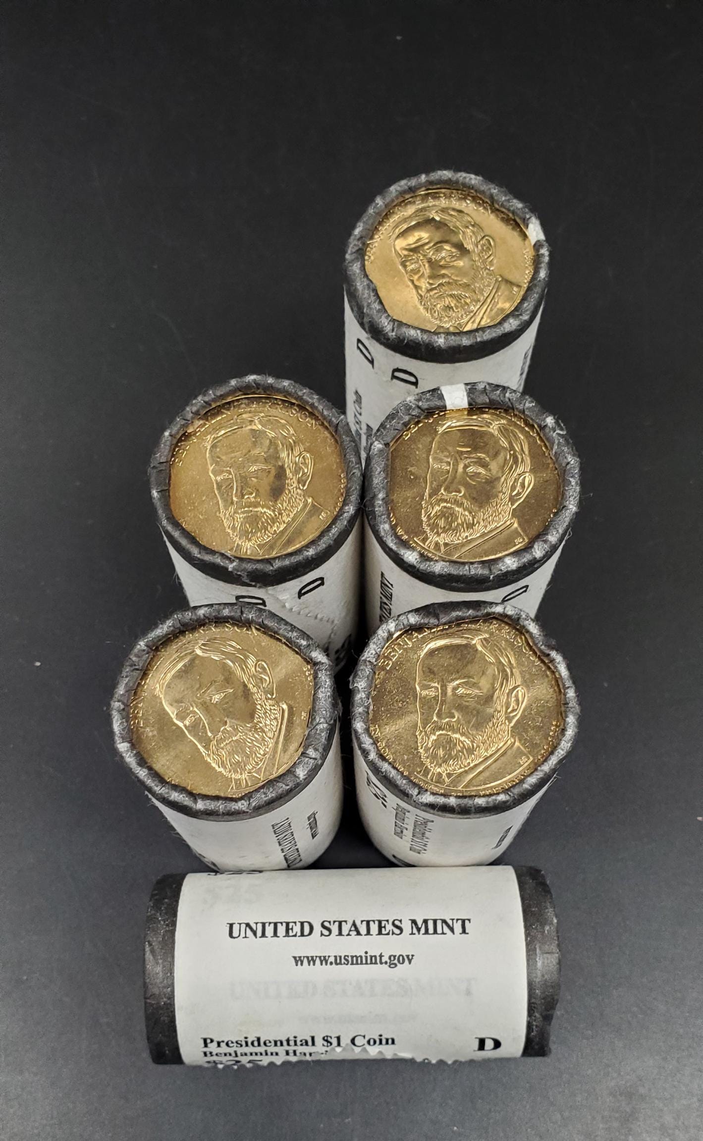 2012 D Benjamin Harrison Presidential Dollar US Mint Roll of 25 Coins Uncirculated Unopened (head or Tail)