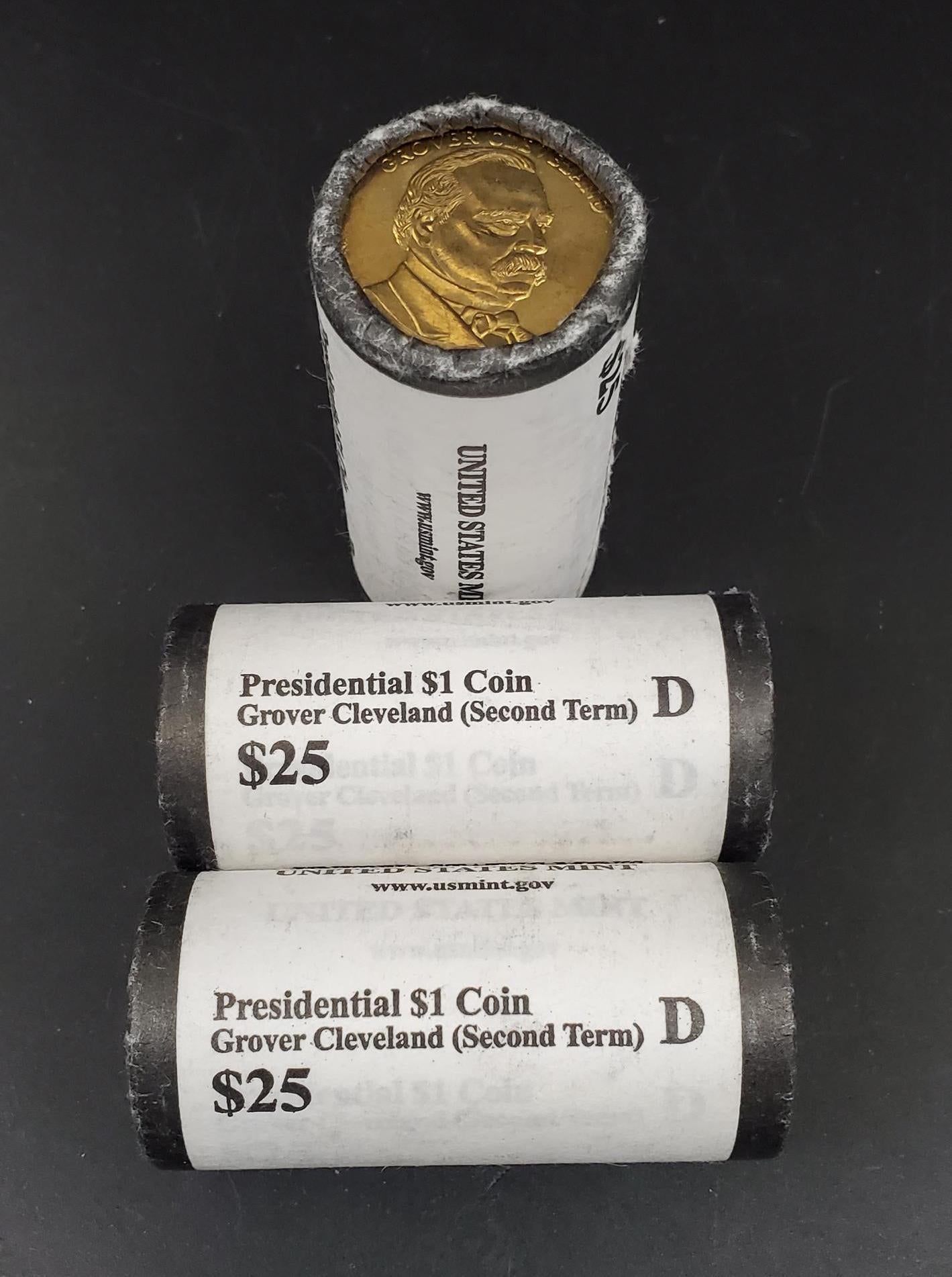 2012 D Grover Cleveland (Second Term) Presidential Dollar US Mint Roll of 25 Coins Uncirculated Unopened (Head or Tail)