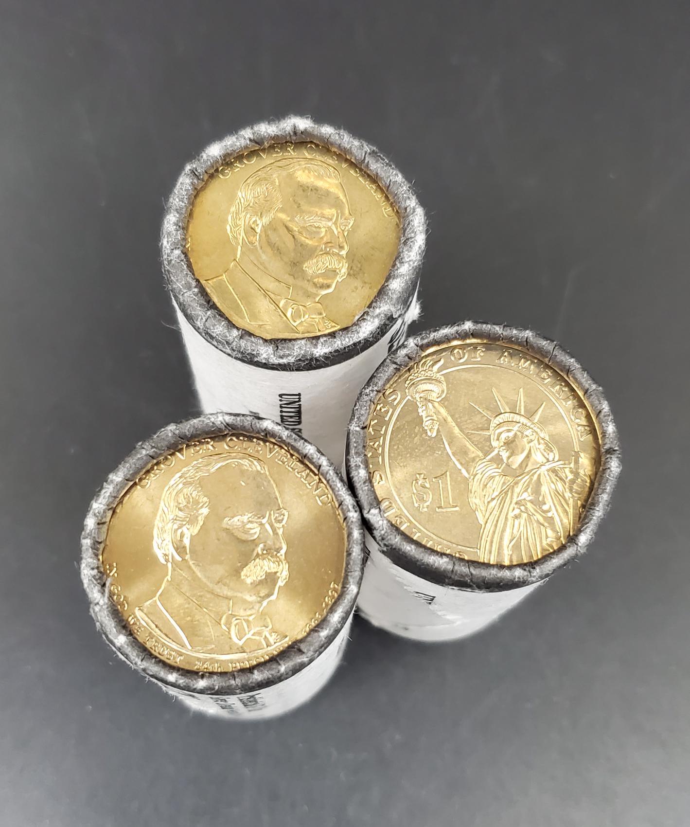 2012 D Grover Cleveland (Second Term) Presidential Dollar US Mint Roll of 25 Coins Uncirculated Unopened (Head or Tail)